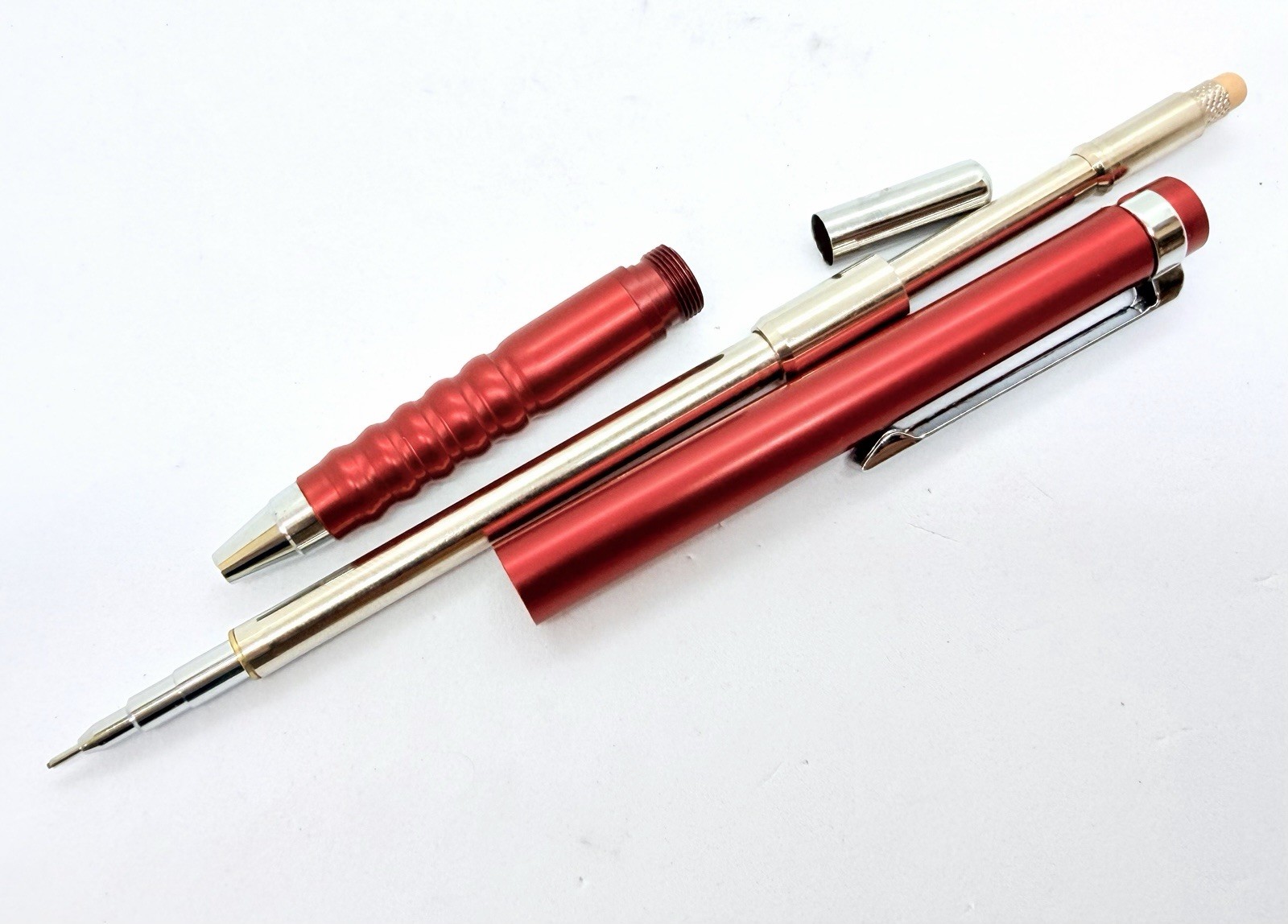 NOS Rotring 502 180 Red Tikky Metallic Metal Double Push mechanical pencil Box