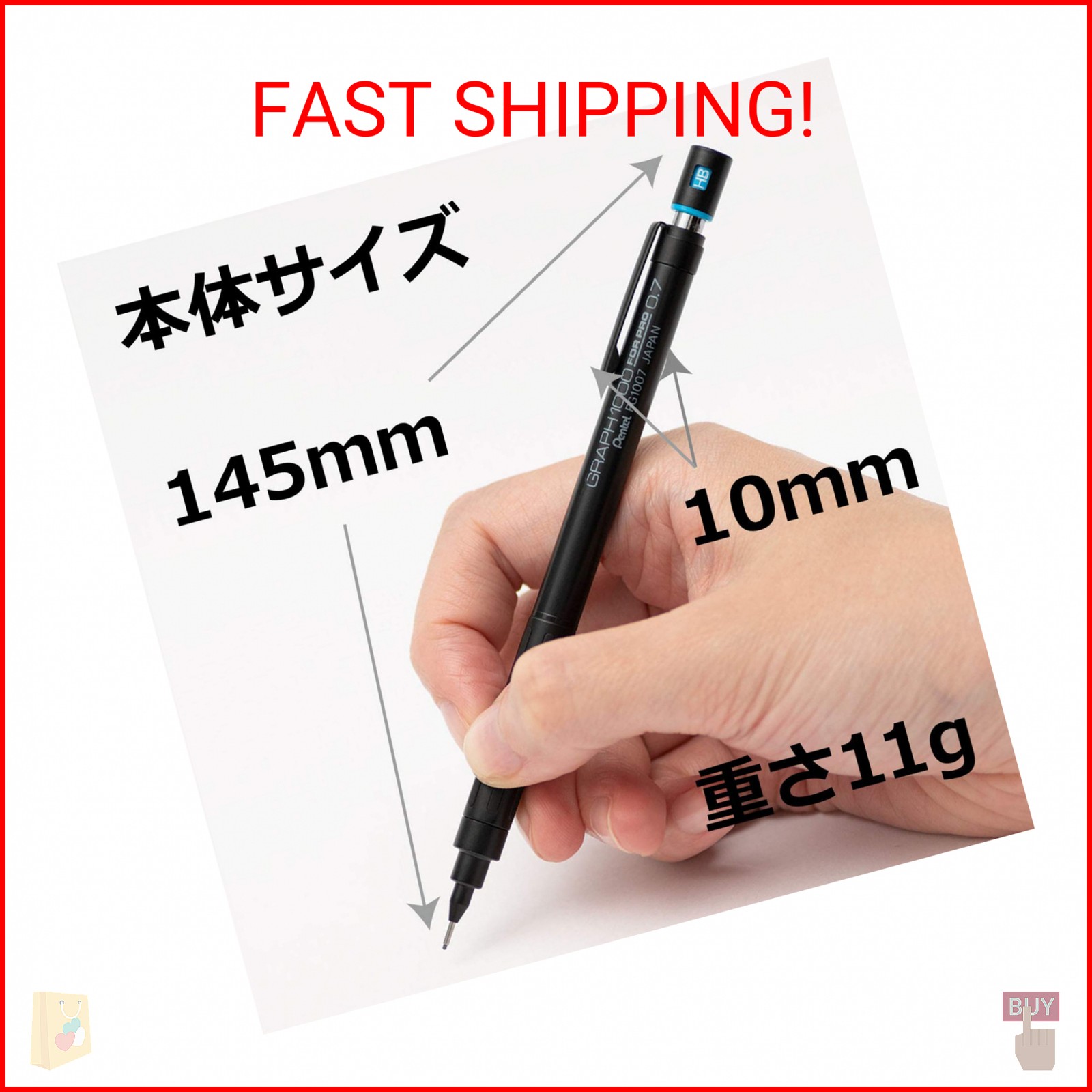 Pentel Mechanical Pencil, Graph 1000 for Pro, for Draft, 0.7mm (PG1007)