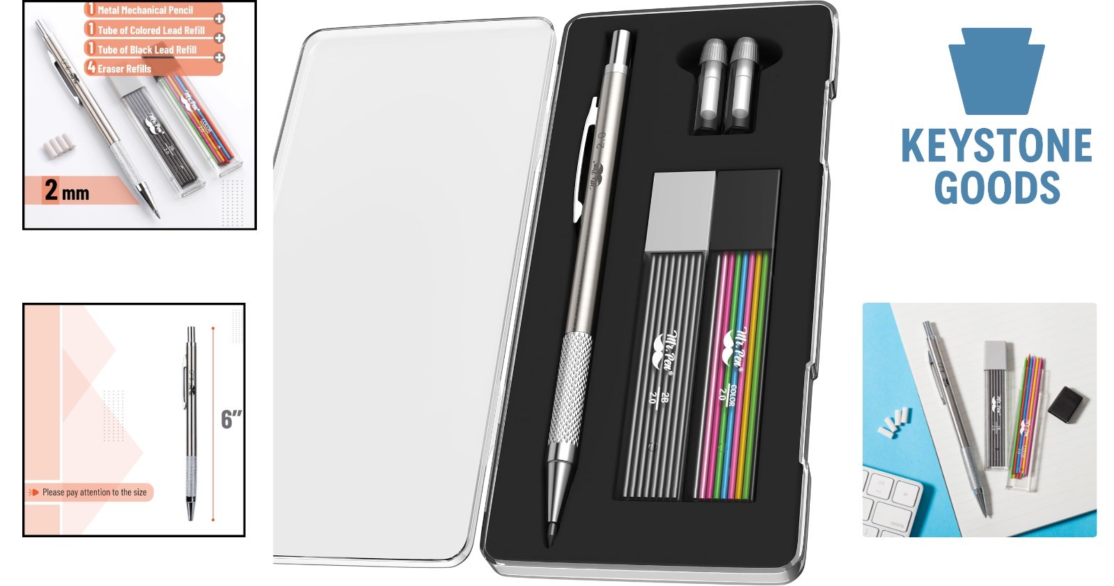 All Metal 2.0mm Mechanical Drafting & Drawing Pencil Set