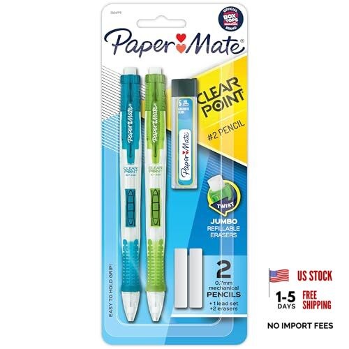 Paper Mate Clearpoint Mechanical Pencils, 0.7mm HB #2 Pencil Lead, Includes 2