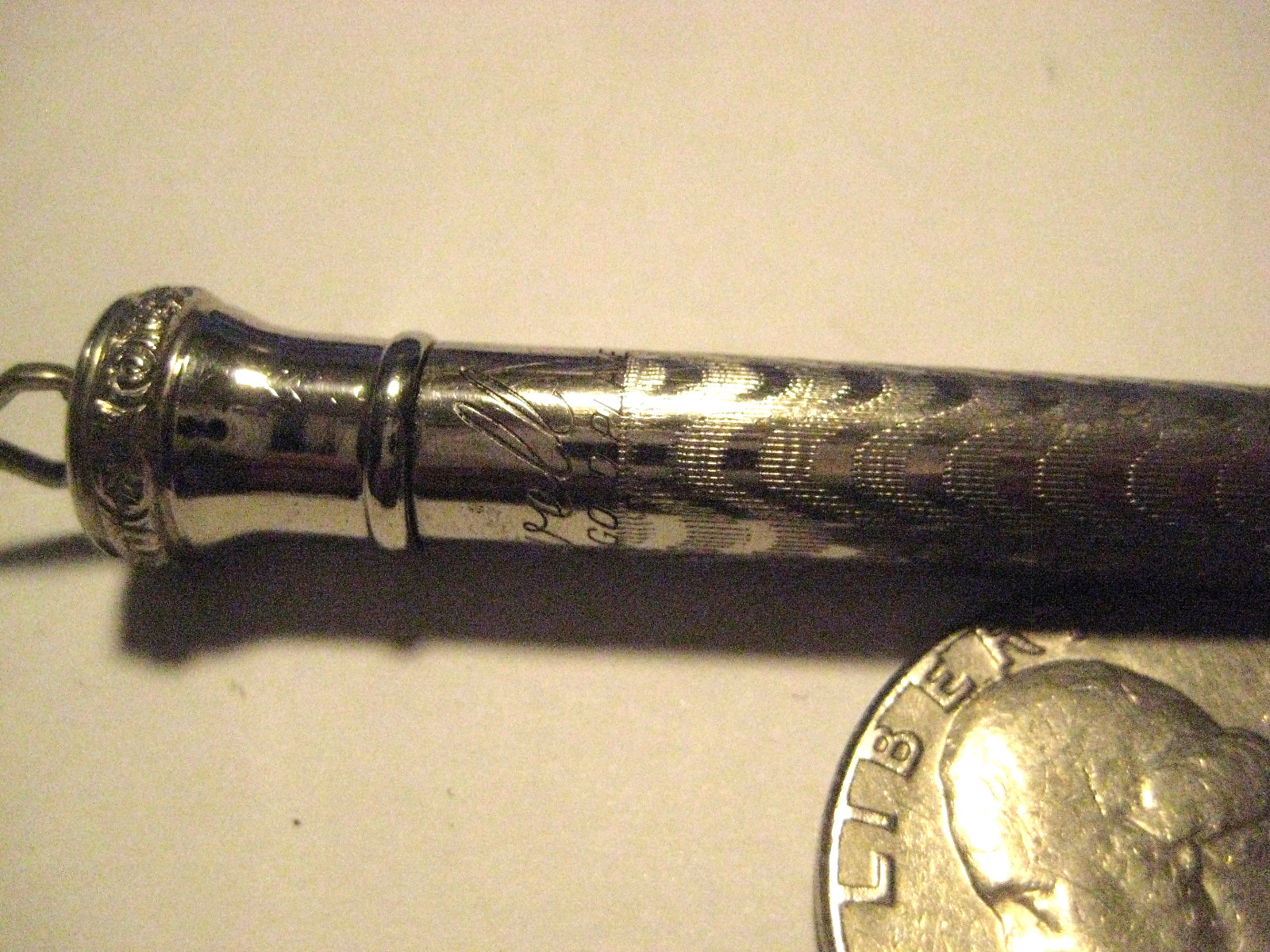 Vintage Ornate Ritewell White Gold-Plated Mechanical Pencil Very Good Condition