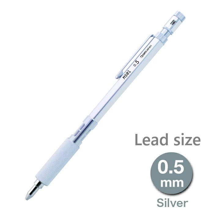 OHTO MS01 0.5mm Mechanical Pencil Silver Drafting Grip Made in Japan New