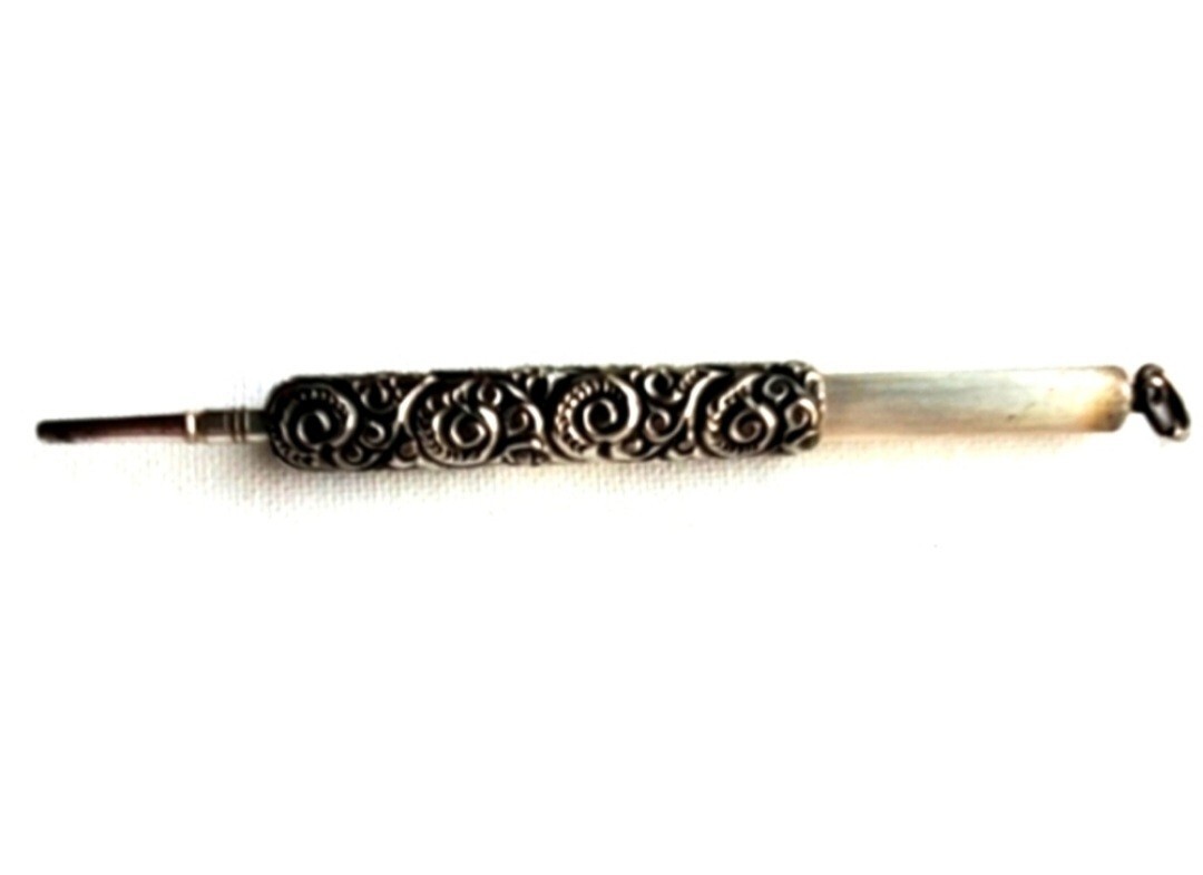 Antique Victorian 1800’s Chatelaine Ornate Sterling Silver925 Mechanical Pencil
