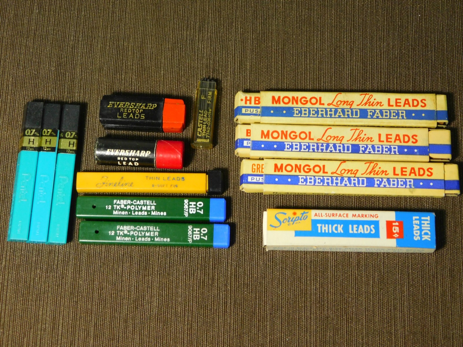 VINTAGE MECHANICAL PENCIL LEADS LOT SCRIPTO MONGOL PENTEL EVERSHARP FINELINE++