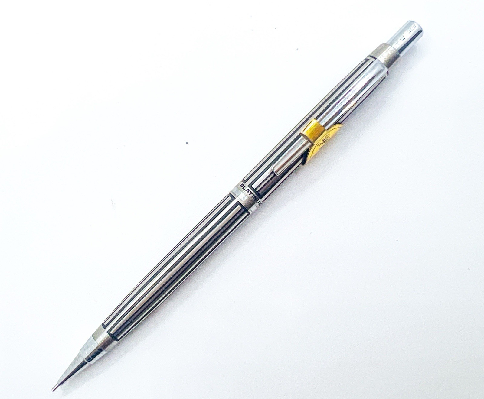 NOS platinum Mechancial Pencil Etched streak Full Metal 0.5mm 0.5 With Price Tag