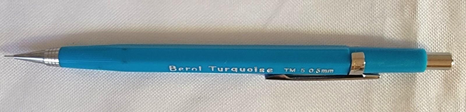 BEROL 0.5mm TM5 PUSH ACTION AUTO FEED MECHANICAL PENCIL TURQUOISE + DRAWING LEAD