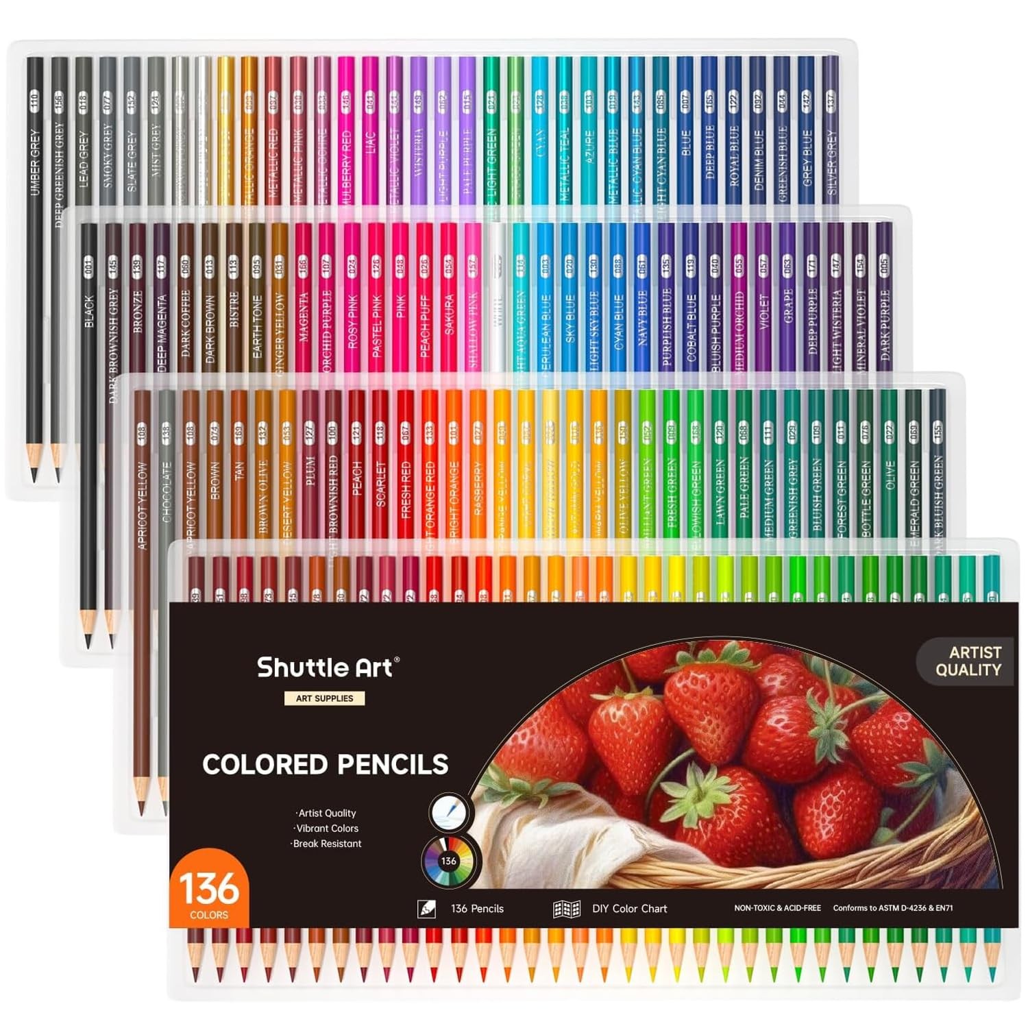 Shuttle Art 136 Color Pencils for Adult 1 Count (Pack of 136), 136 colour