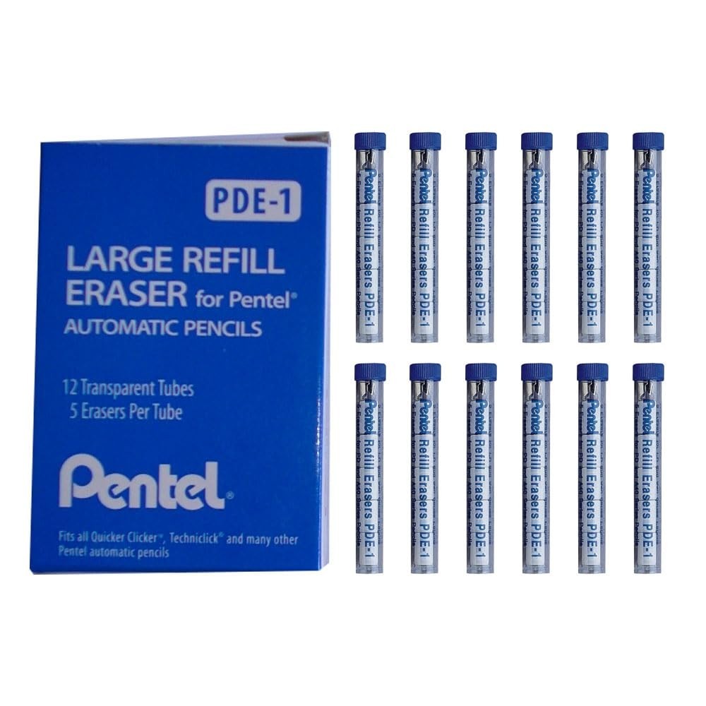 Eraser Refills for AL, AX, PD Series Pencils – 5 Pcs/Tube, Box of 12