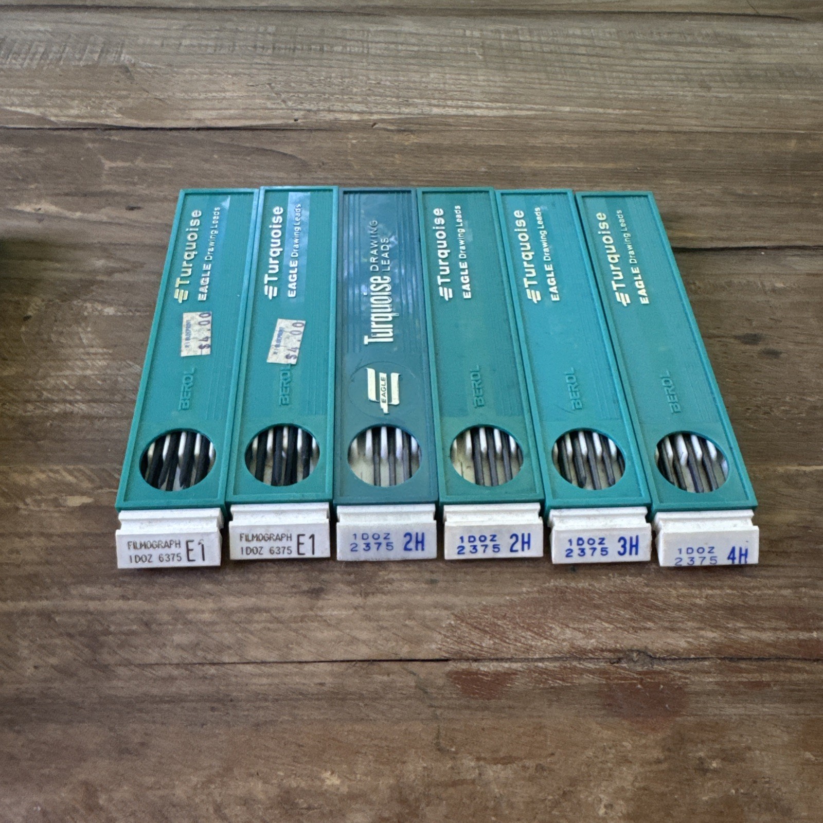 Vintage Berol Turquoise Drafting Leads Lot E1 2H 3H 4H 6 Boxes Partial