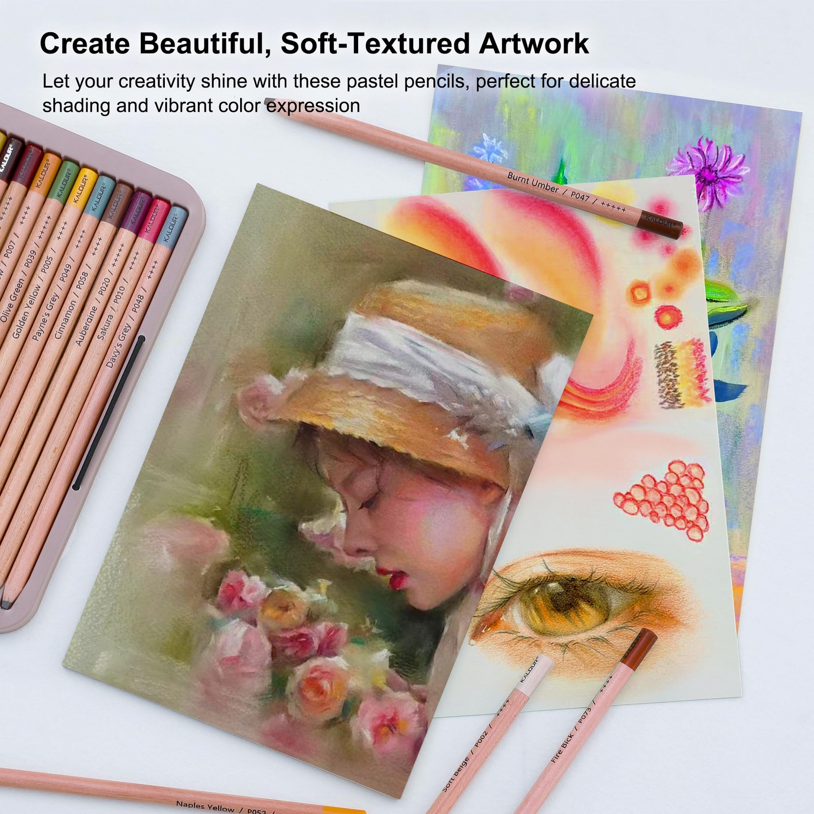KALOUR Pro Pastel Chalk Colored Pencils,24 24 Count (Pack of 1), Multicolor
