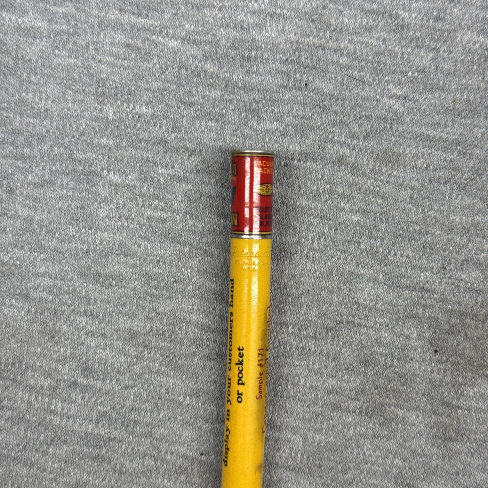 Vintage Ritepoint Mechanical Pencil Peter Pan Alaska Pink Salmon Can Top Sample