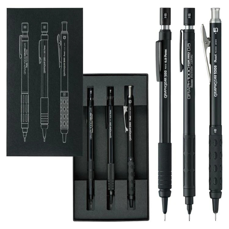 Pentel 60th Anniversary Limited Set of 3 Black Graph1000/GraphGear Exclusive