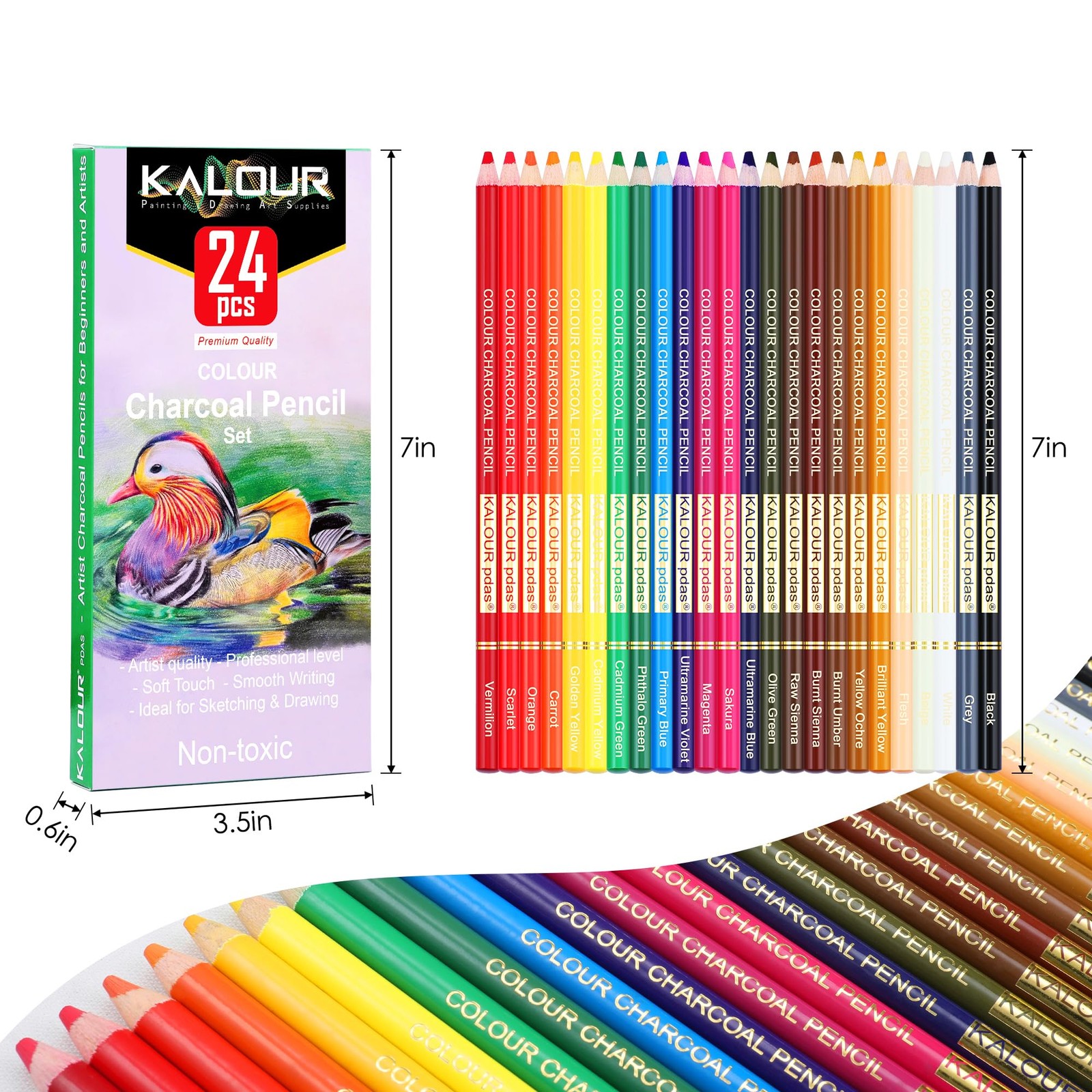 KALOUR PDAS 24 Premium Colored Charcoal 24 Count (Pack of 1), Multicolor