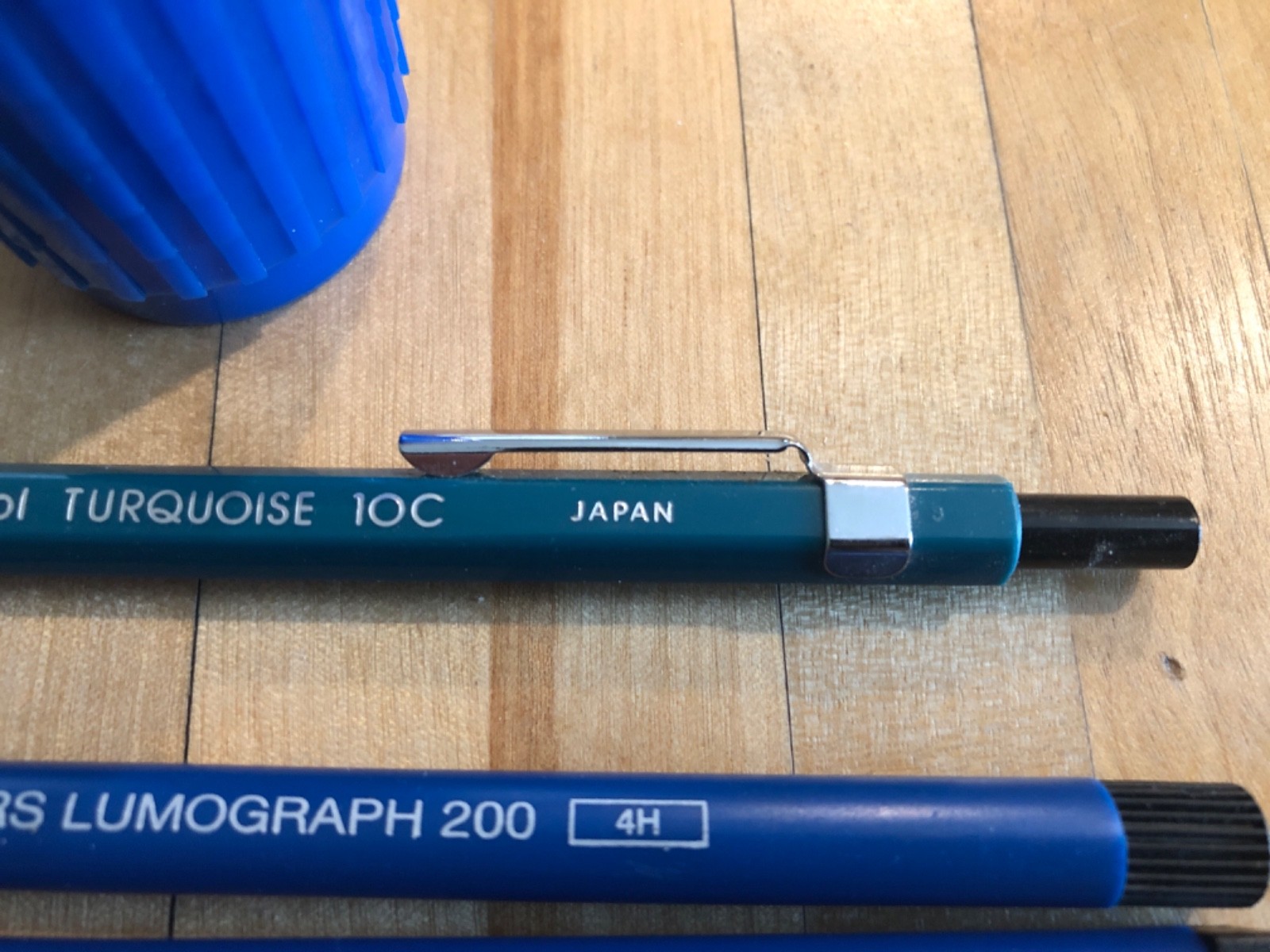 Berol Turquoise 10C Mechanical Pencil Black Button Lead Holder with Sharpener