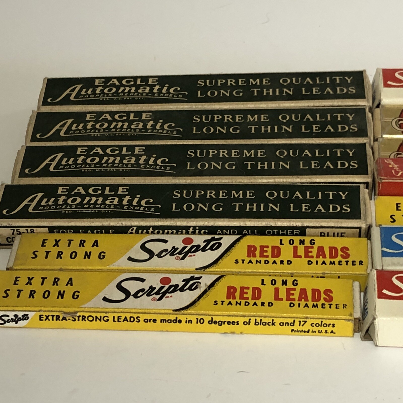 Vintage Pencil Lead & Eraser Mixed Lot Of 13 Scripto American Eagle