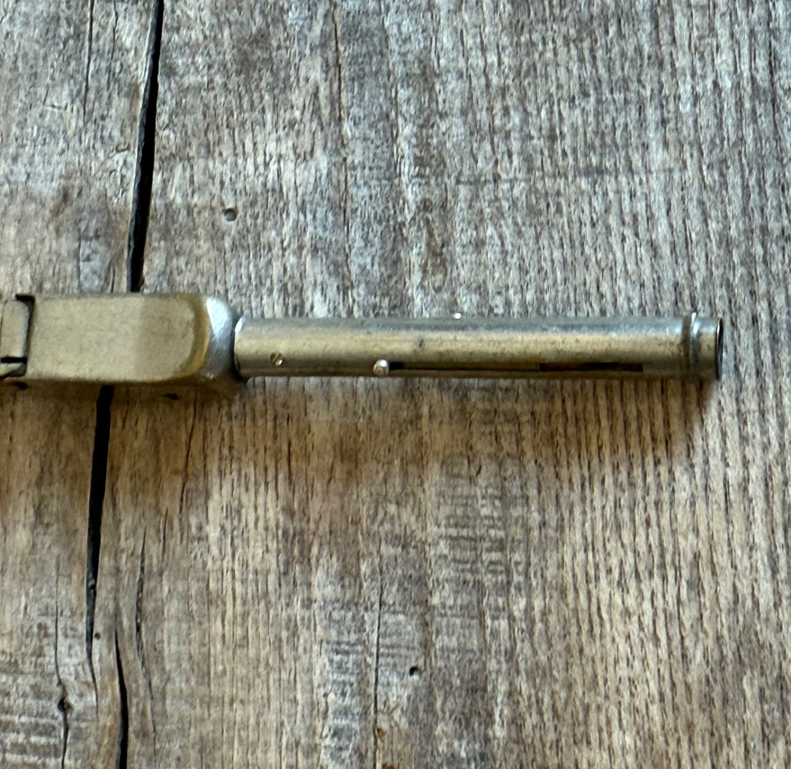 Rare vintage metal folding name stamp & pencil dip calligraphy pen all in one