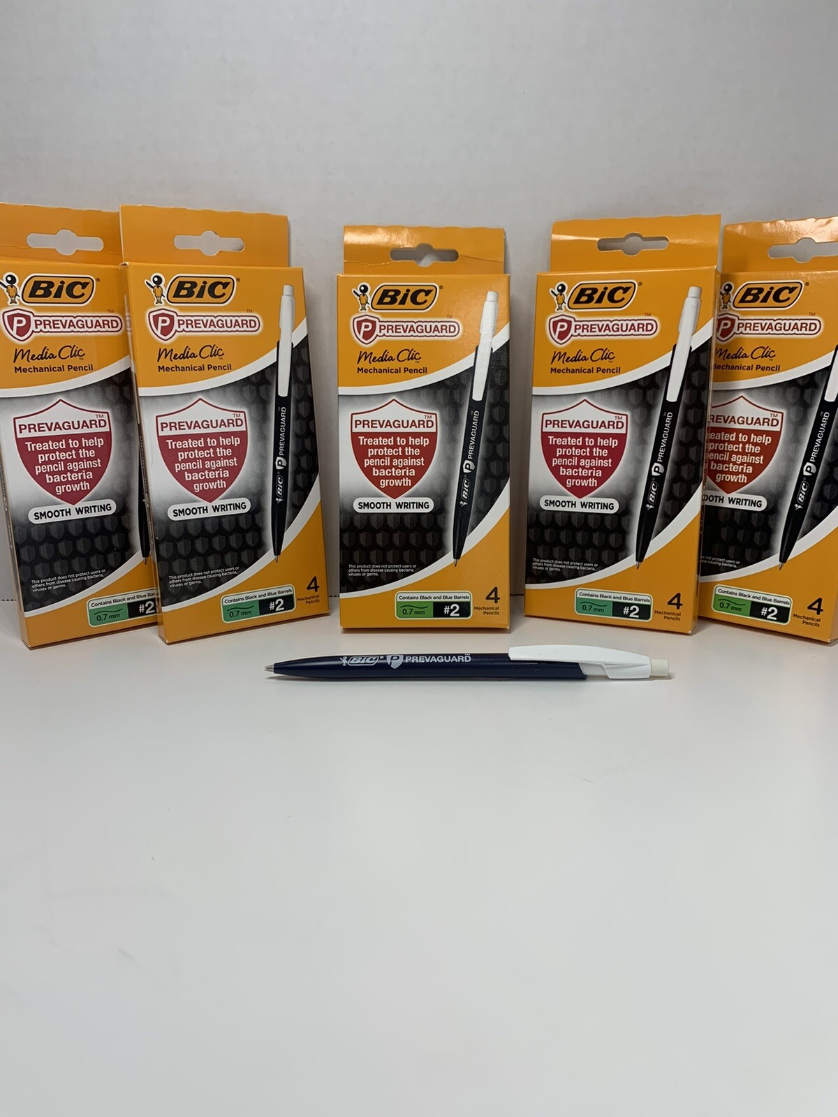 BIC Prevaguard Mechanical Pencils, 0.7 mm, #2, Black & Blue Barrels, Pack Of 4