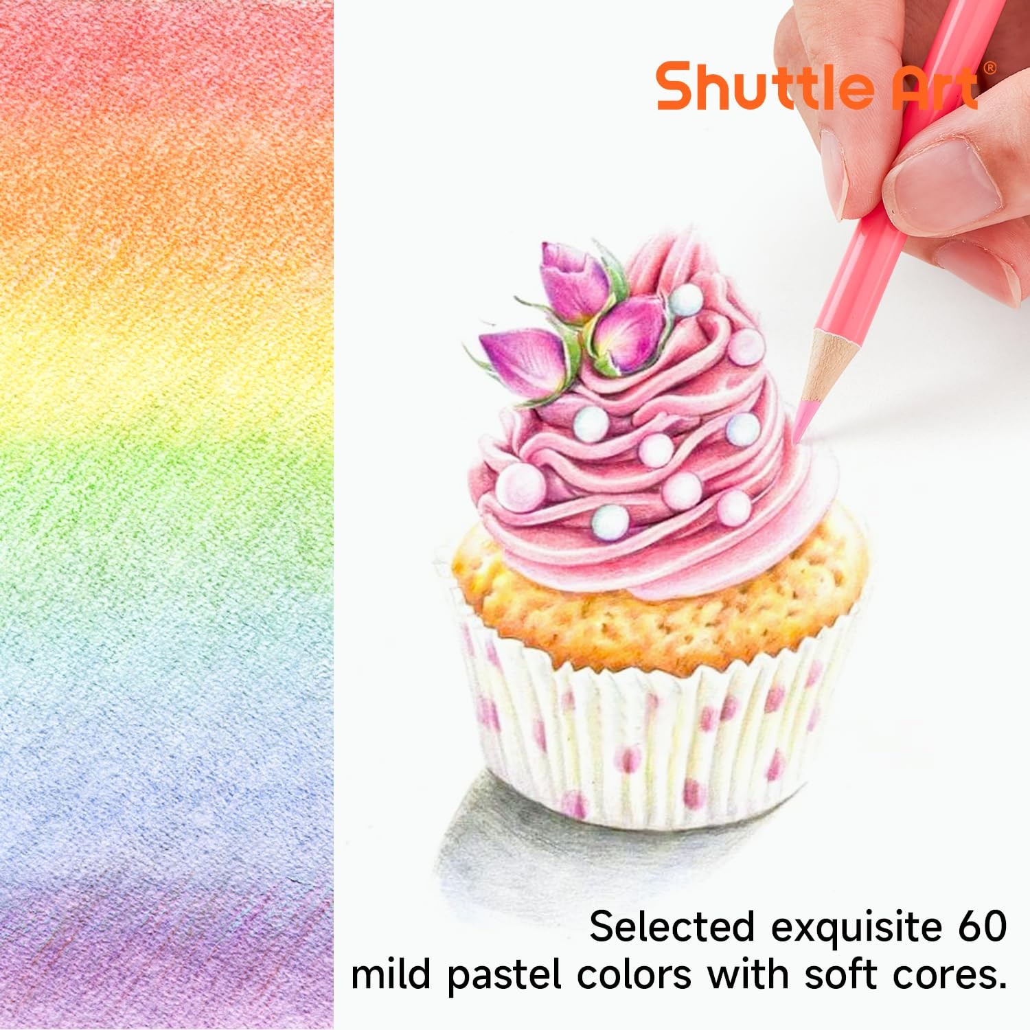 Shuttle Art 60 Pastel Colored Pencils, 1 Count (Pack of 60), 60 Colors