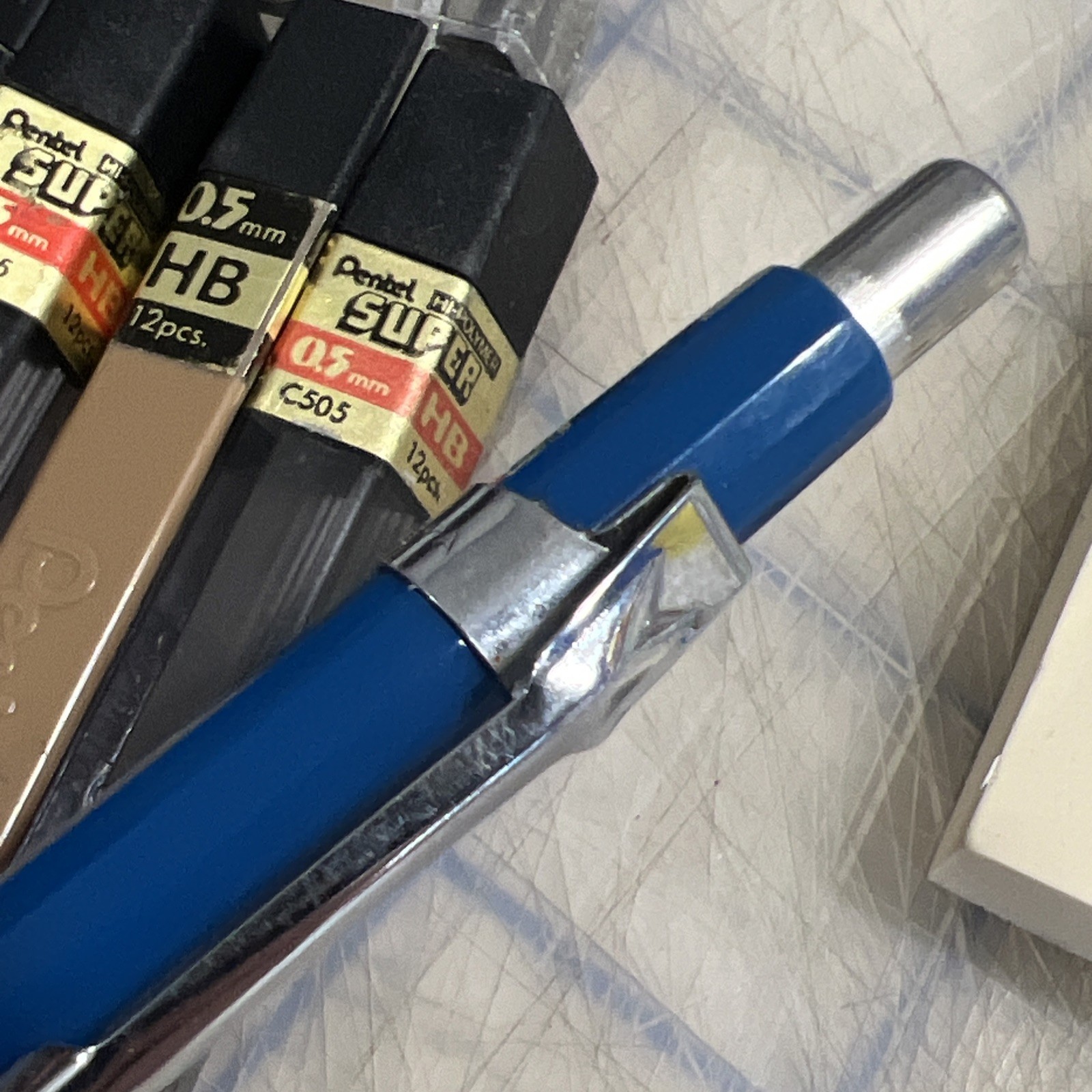 Vintage Pentel PS315 0.5mm Mechanical Pencil With Some Leads And Blum eraser