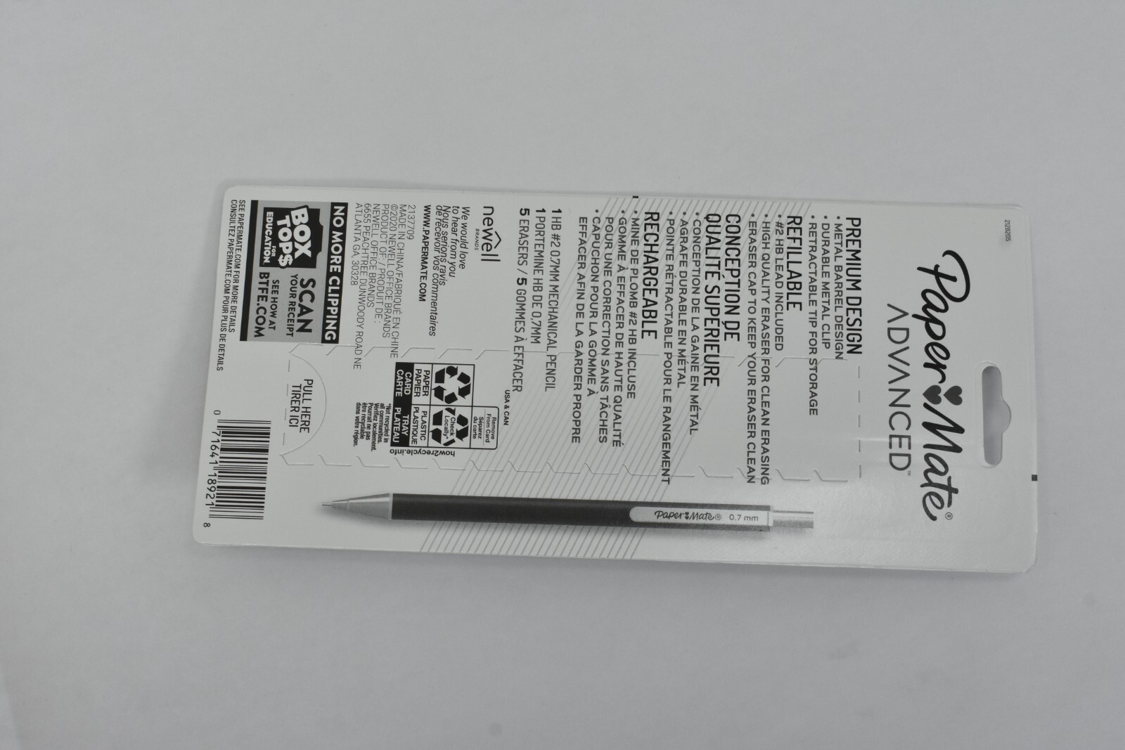 3 Pack Paper Mate Advanced #2 Metal Mechanical Pencil with Erasers 0.7mm Black