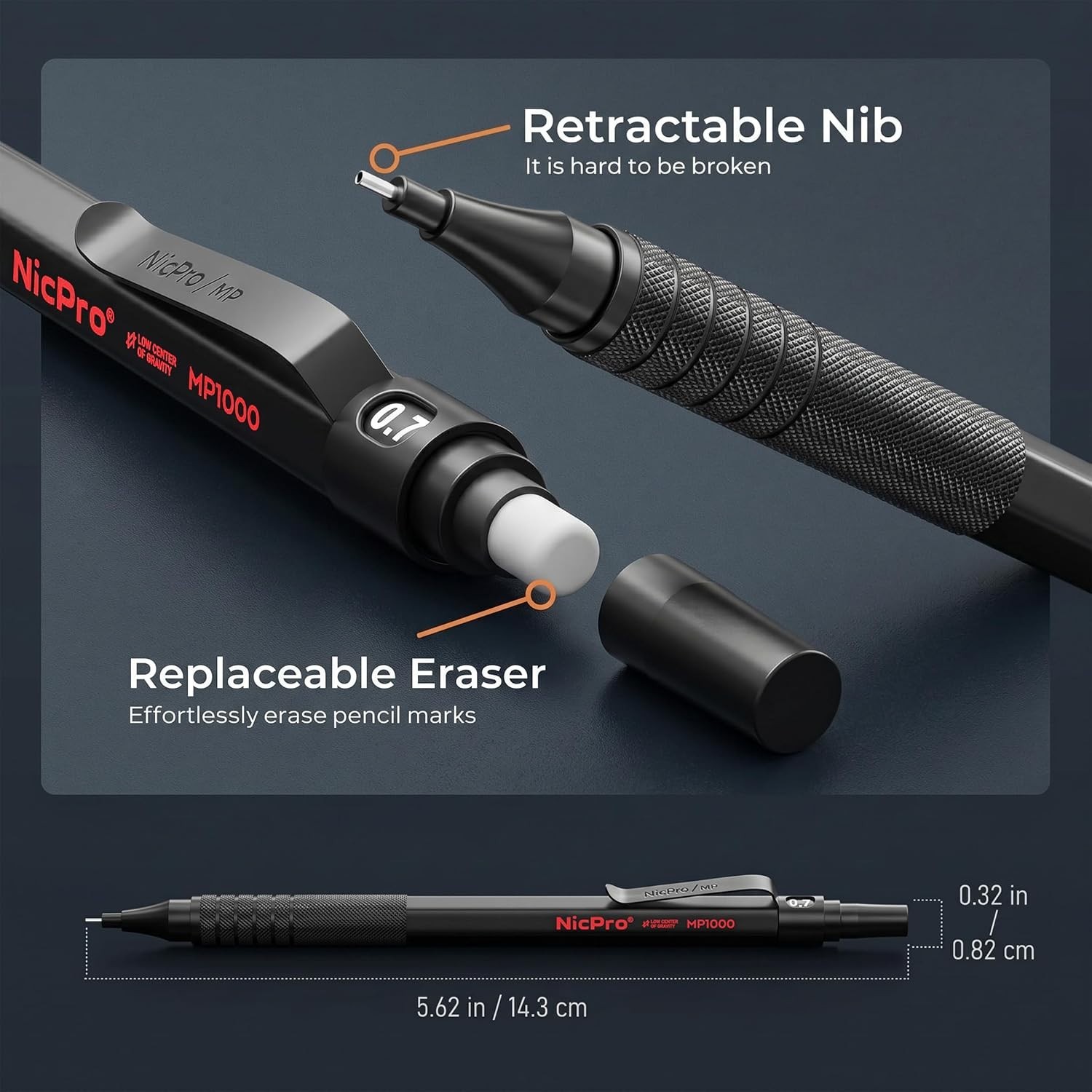 Durable 0.7mm Mechanical Pencil Set with 3 Erasers & 480 Lead Refills Included