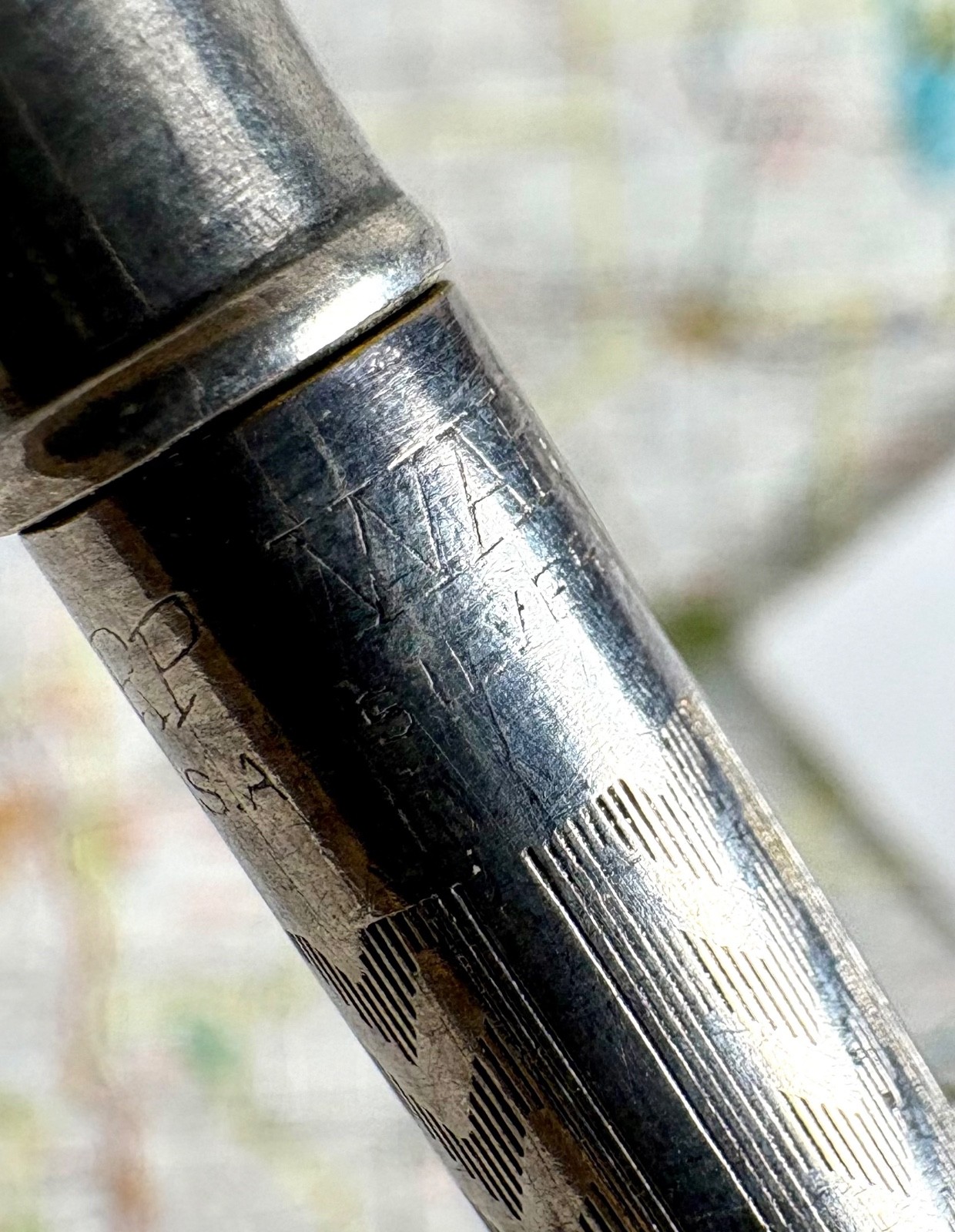 Vintage Wahl Eversharp Silver Plate Check Pattern Mechanical Pencil with clip