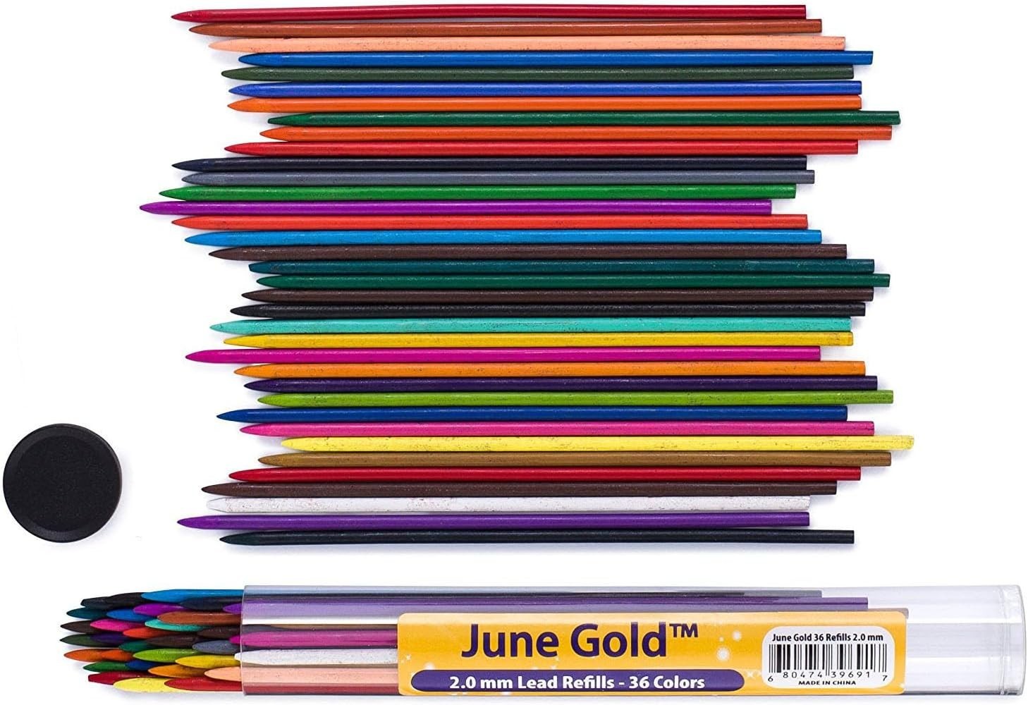 36 Assorted Colored 2.0 Mm Mechanical Pencils with 36 Unique Color Leads, Color