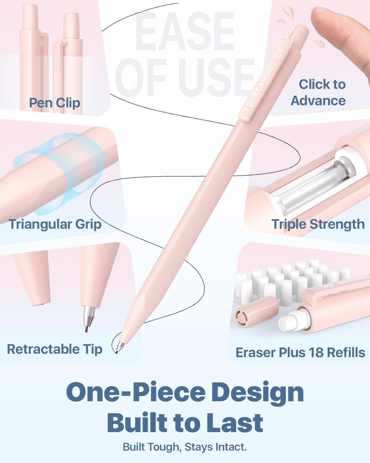 Mechanical Pencil Set with 0.5 & 0.7mm Lead Refills HB & 2B Pastel Erasers & …