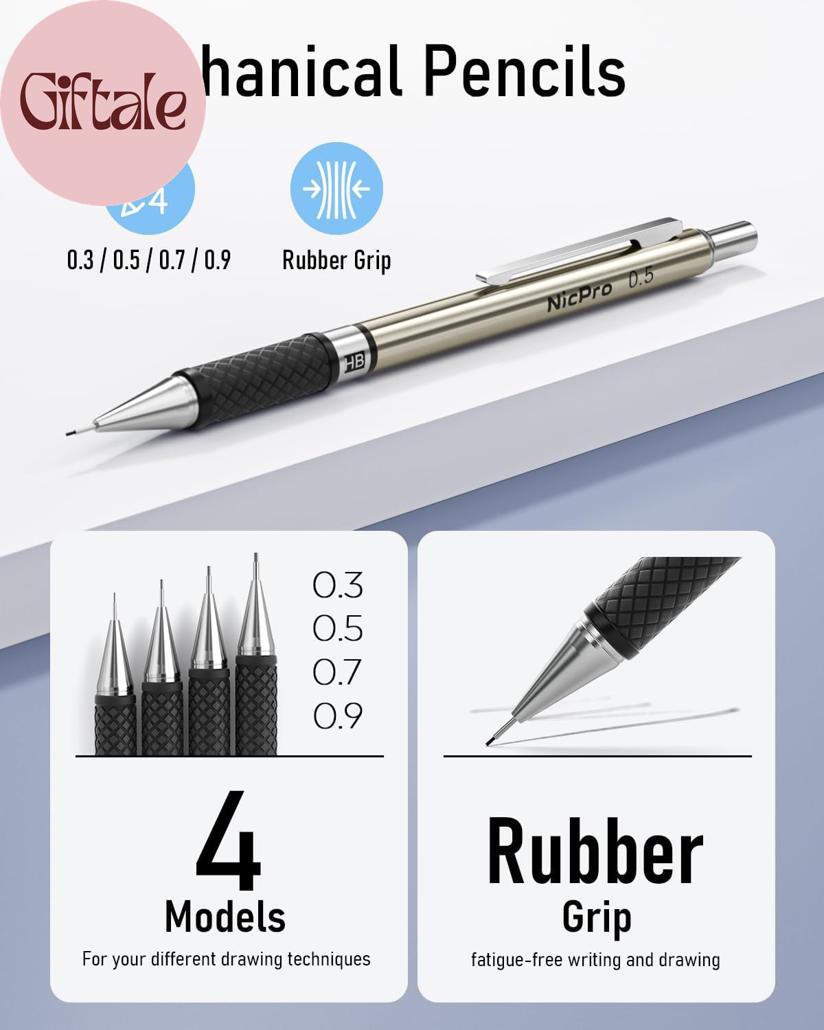 37PCS Art Mechanical Pencil Set, 4PCS Metal Drafting Pencil 0.3Mm, 0.5 Mm, 0.7 M
