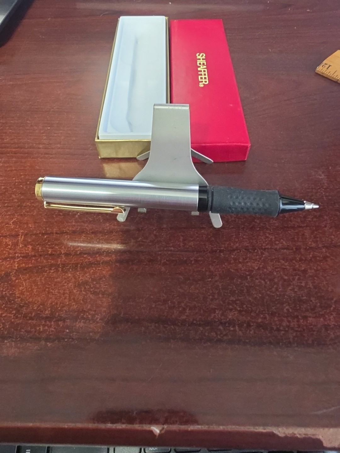 Sheaffer Pencil Silver, Black & Gold Tone. Vintage New In Box. Never Used