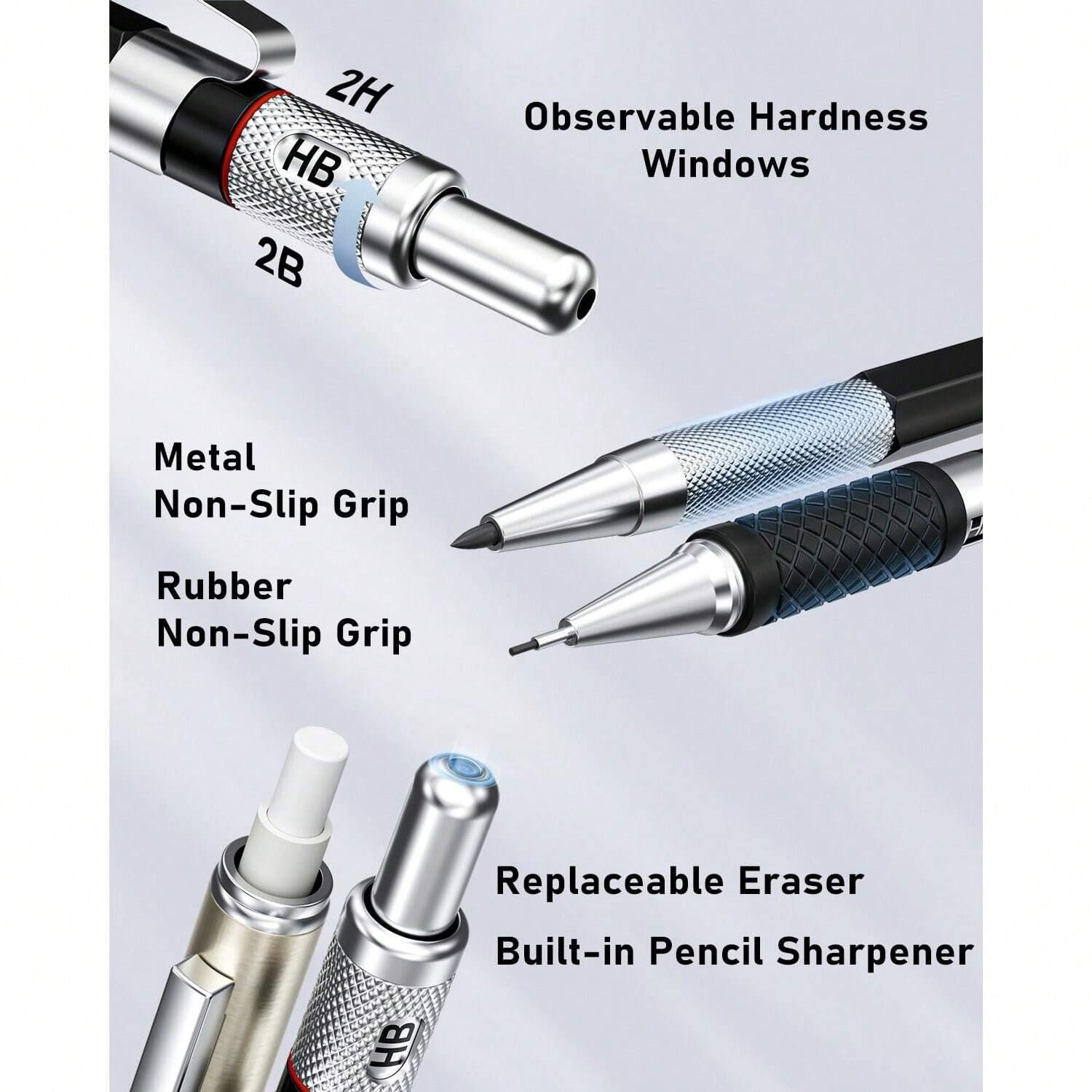 25PCS Drawing Mechanical Pencil Set 432 Lead Refills Case 0.5 0.7 0.9 2mm