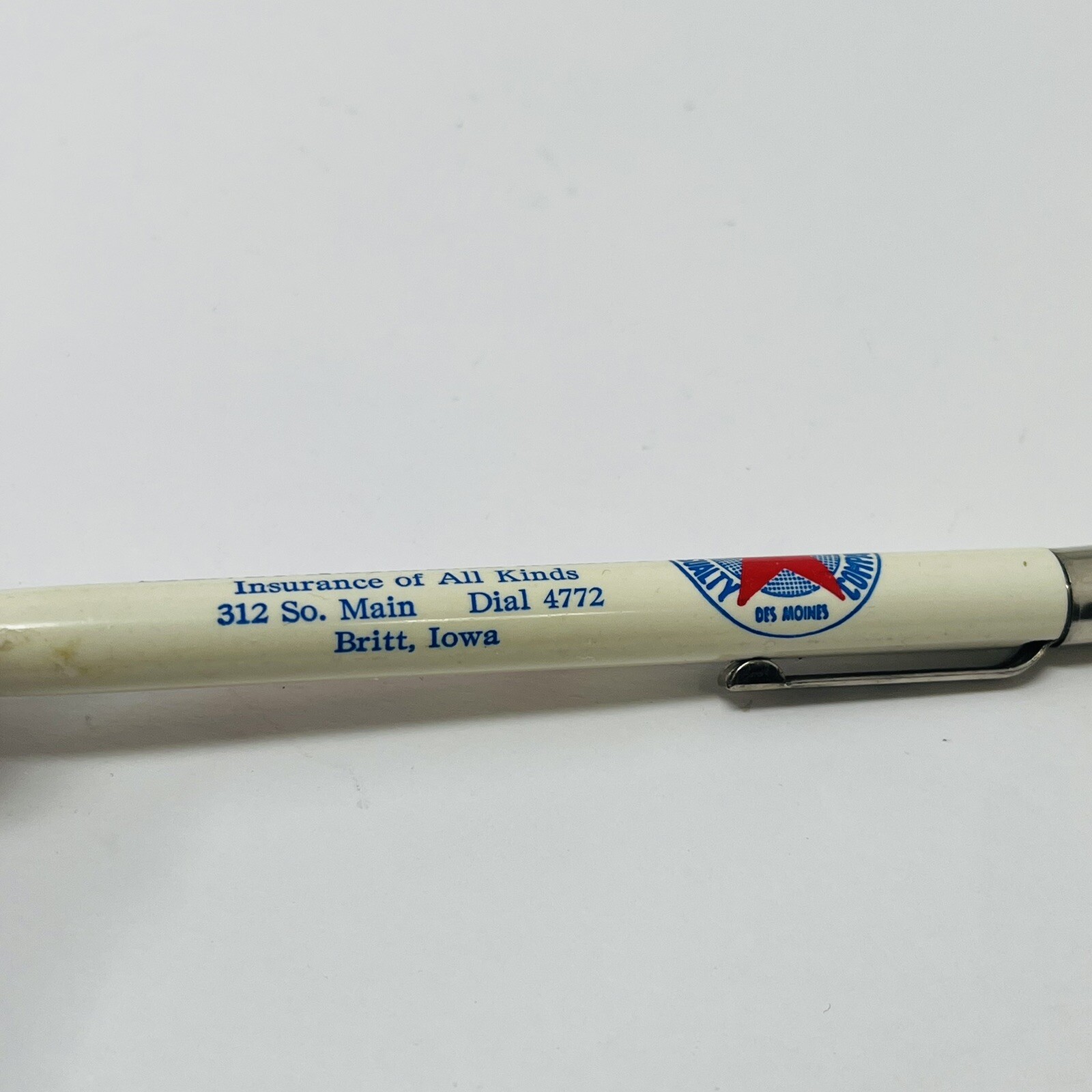 W.C. Harvey Insurance Britt Iowa Scripto Advertising Promo Mechanical Pencil