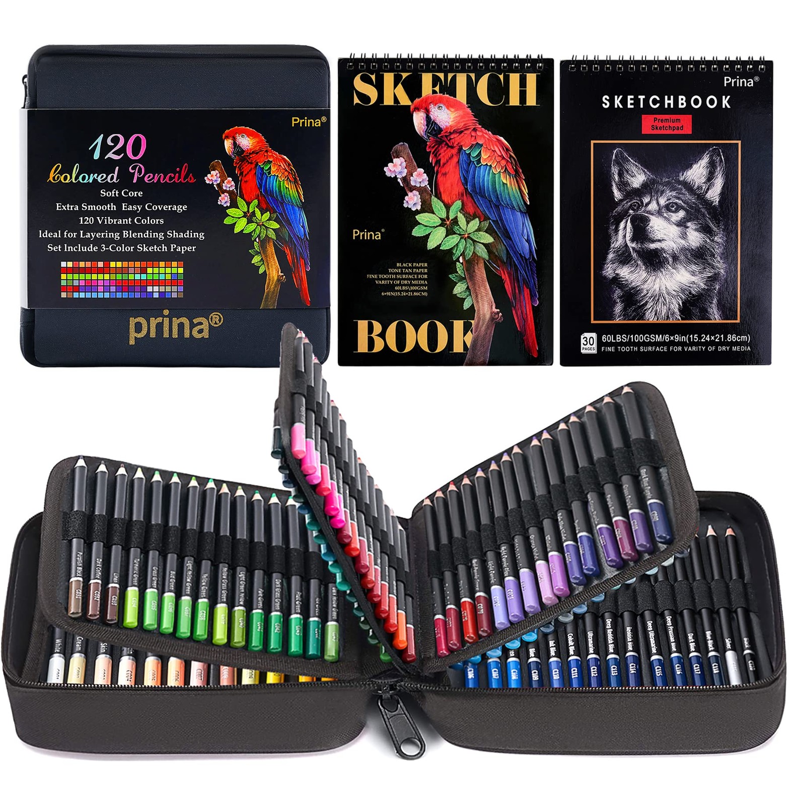 PRINA Art Supplies 120 Colors Colored Pencils Set for Adults Multicolor