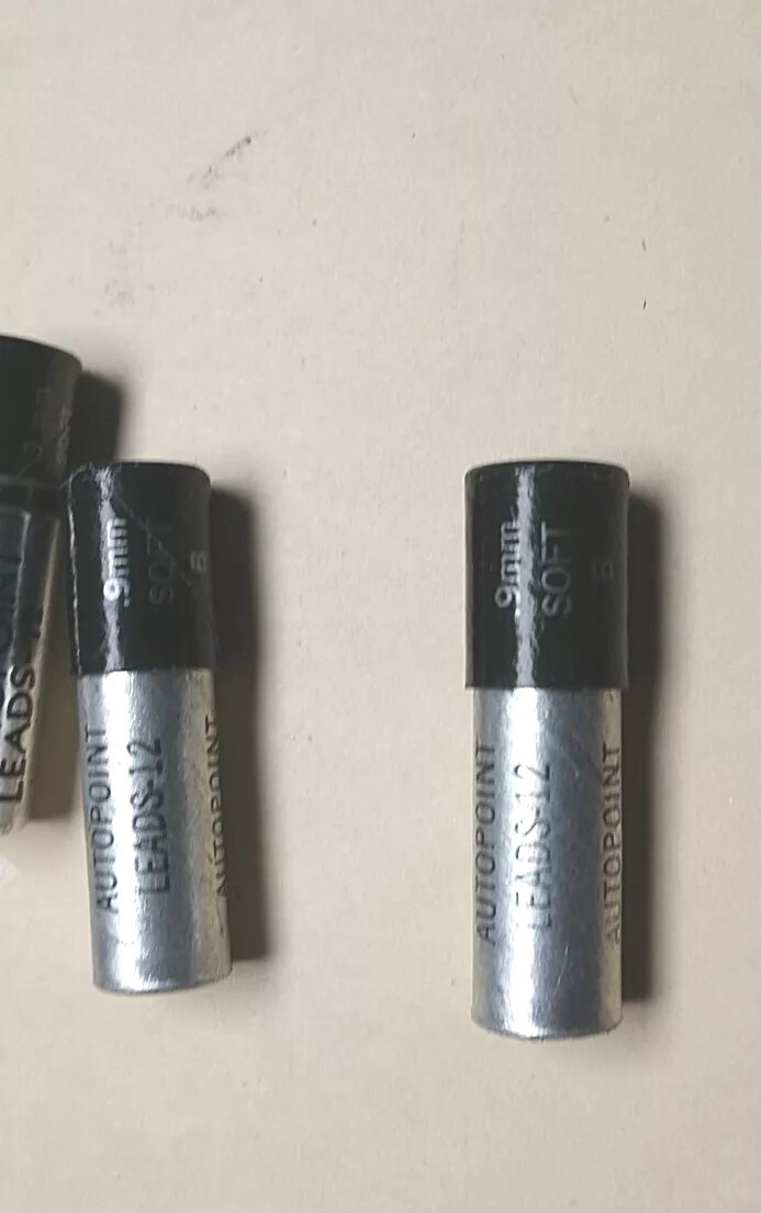 VTG 3 AUTOPOINT PENCIL LEADS BLACK BLACK HARD REAL THIN 0.9MM (OR) 0.36″ 12 EACH
