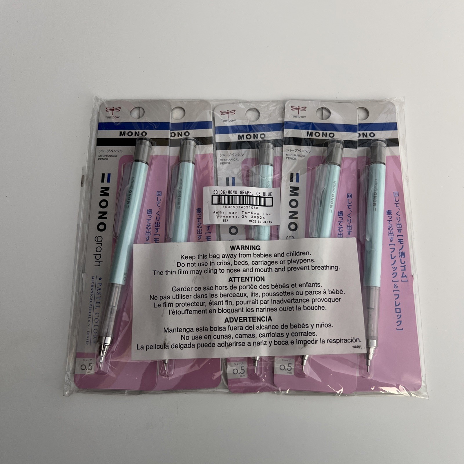 MONO Graph Mechanical Pencil 0.5mm-Ice Blue – 5 Pack