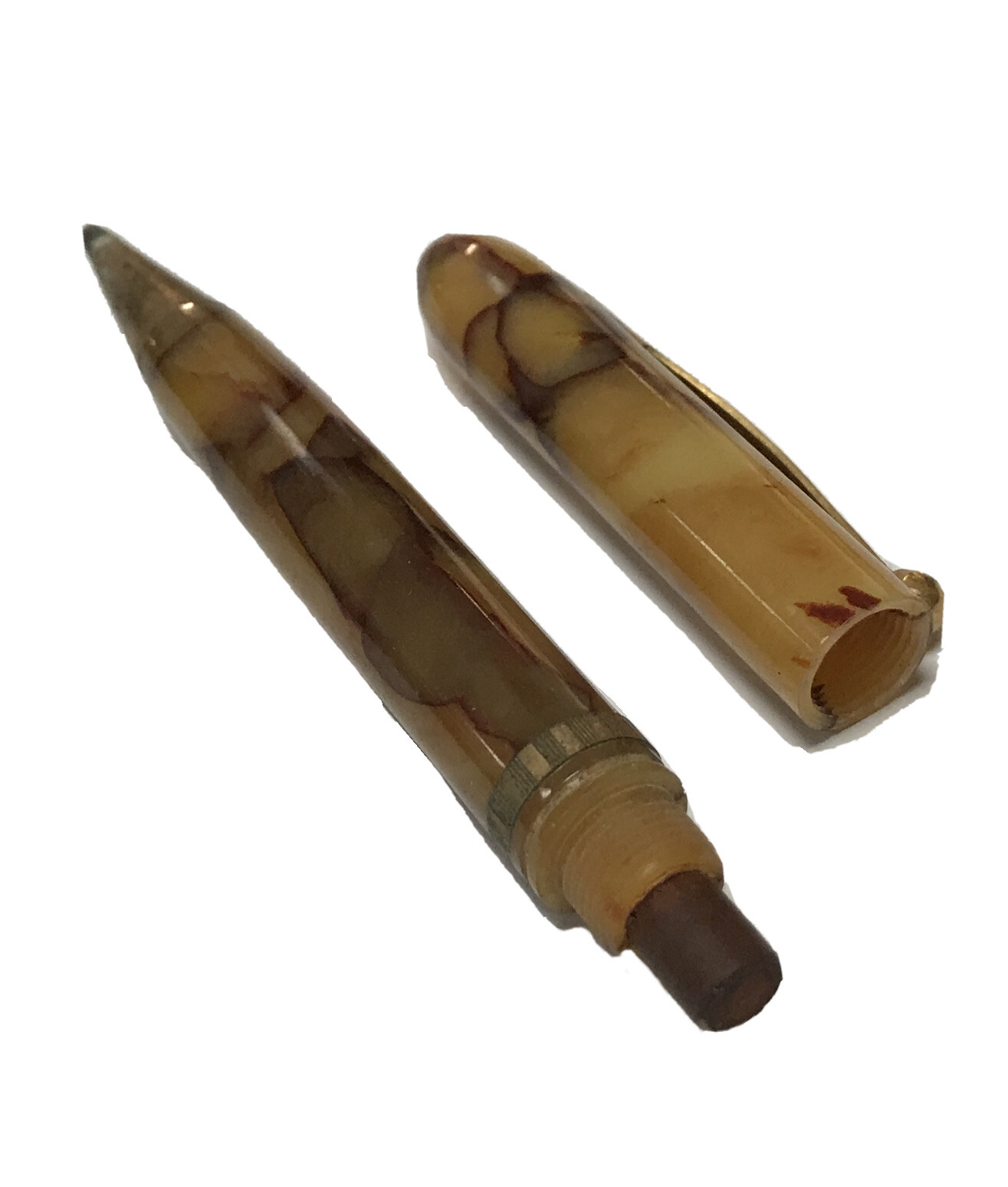 AMBASSADOR VINTAGE ROLLED GOLD MECHANICAL PENCIL SWIRLED LUCITE *PARTS ONLY*