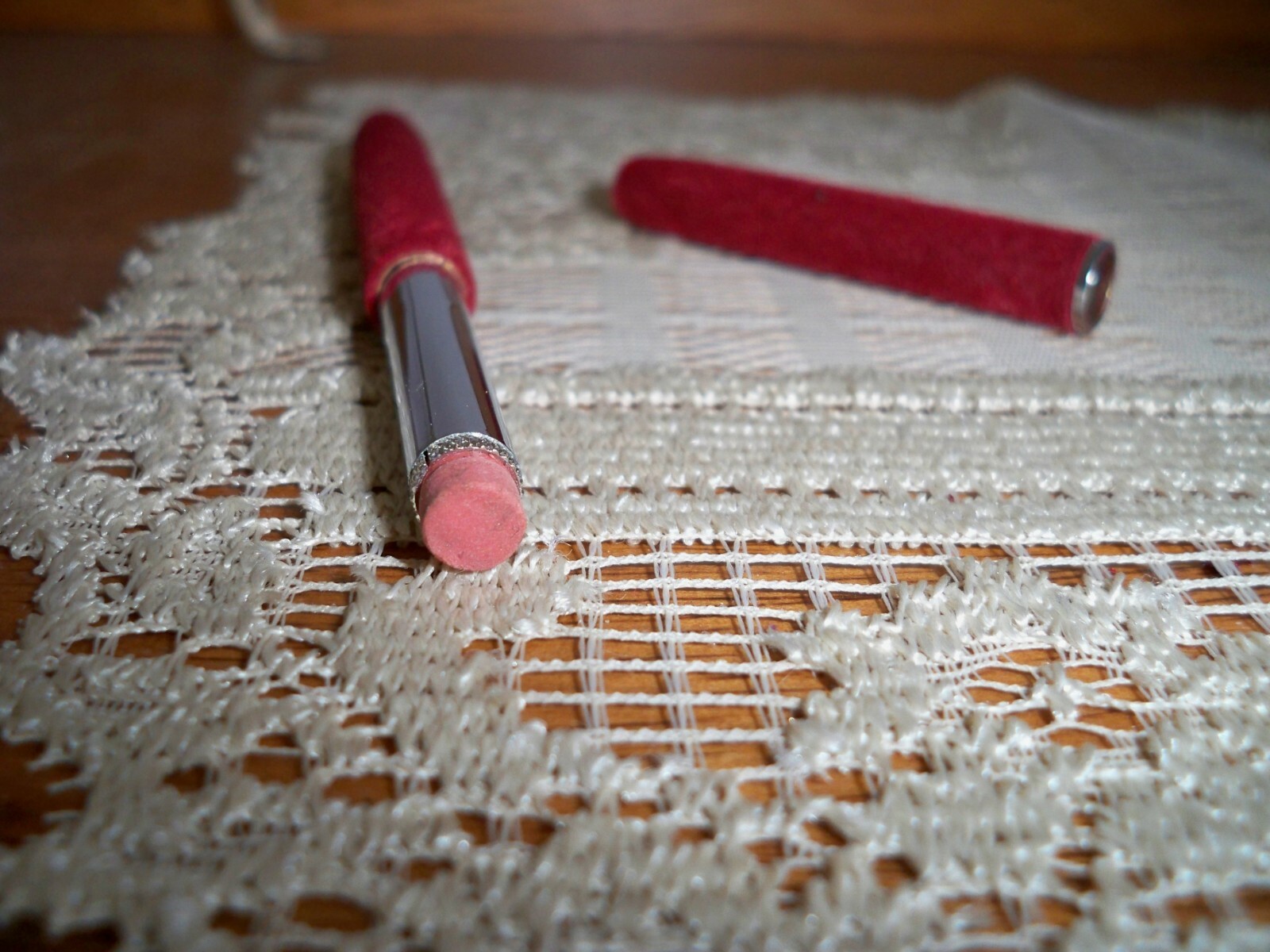 Vintage Soft Touch Twist Style Velvety Fuzzy Burgundy Mechanical Pencil USA