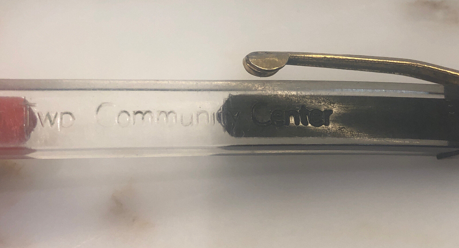 Vintage Square Lucite Mechanical Pencil Pigeon TWP Community Ctr Evansville IN