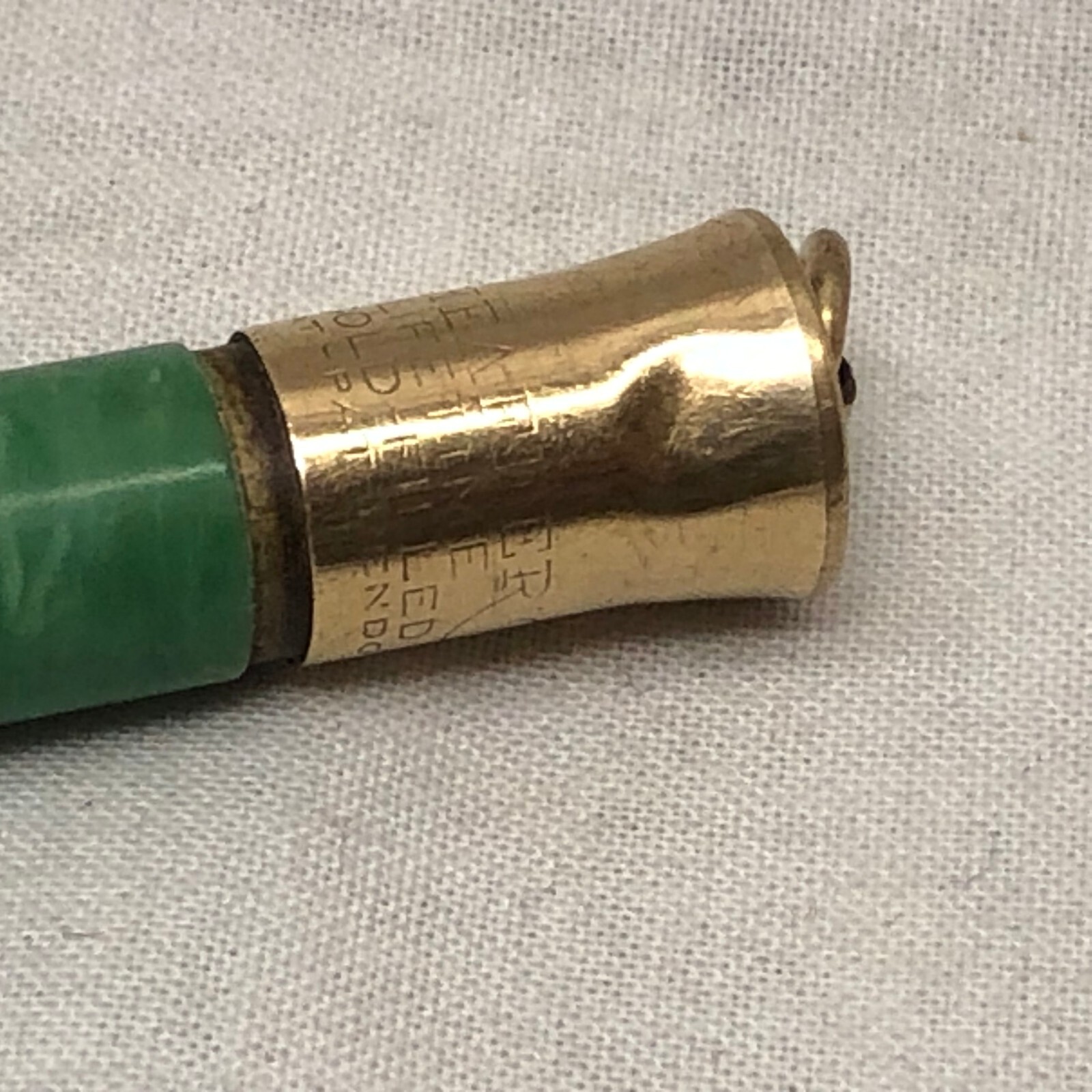 Vintage Sheaffer’s Mechanical Pencil Ring Top Vest Gold Filled Green Swirl