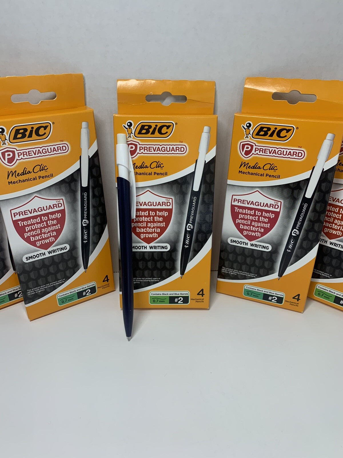 BIC Prevaguard Mechanical Pencils, 0.7 mm, #2, Black & Blue Barrels, Pack Of 4