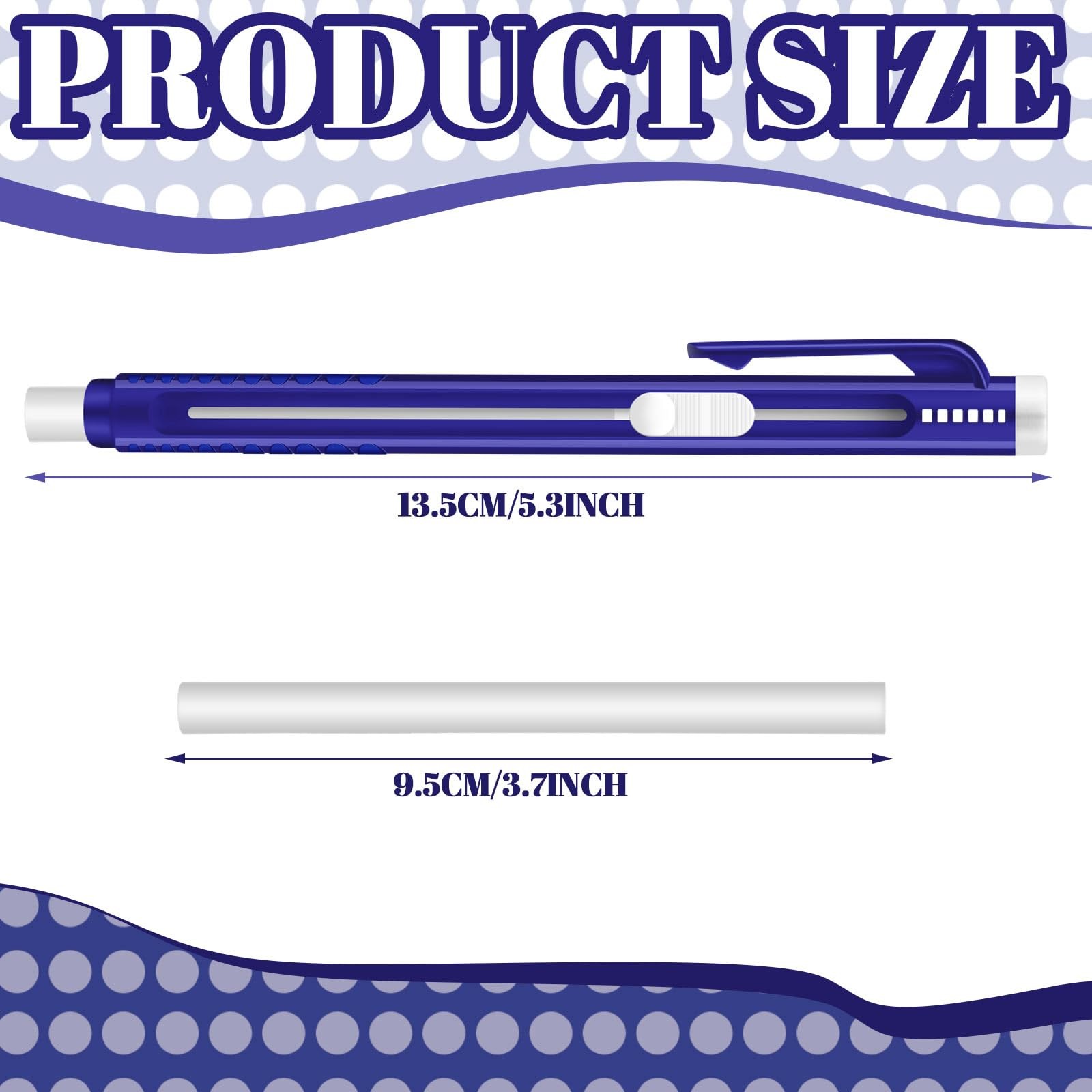 12 PCS Solid Blue Retractable Mechanical Eraser Pen Stick Refill Writing Tools