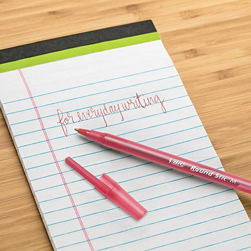 Round Stic Xtra Life Ballpoint Pen, Medium Point (1.0mm), Red, 12-Count