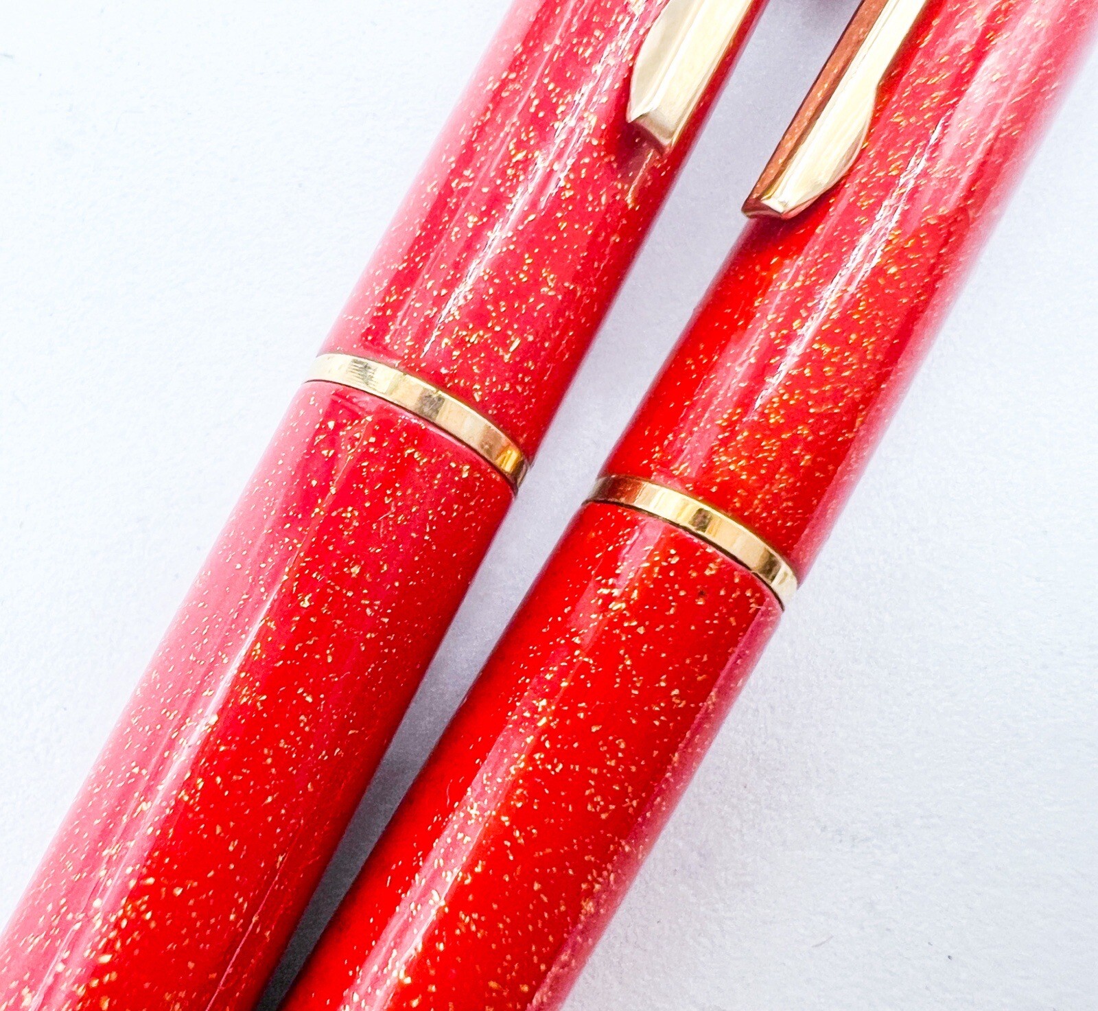 NOS platinum Red lacquer Golden Chinkin Mechanical Pencil 0.5mm & ballpoint pen