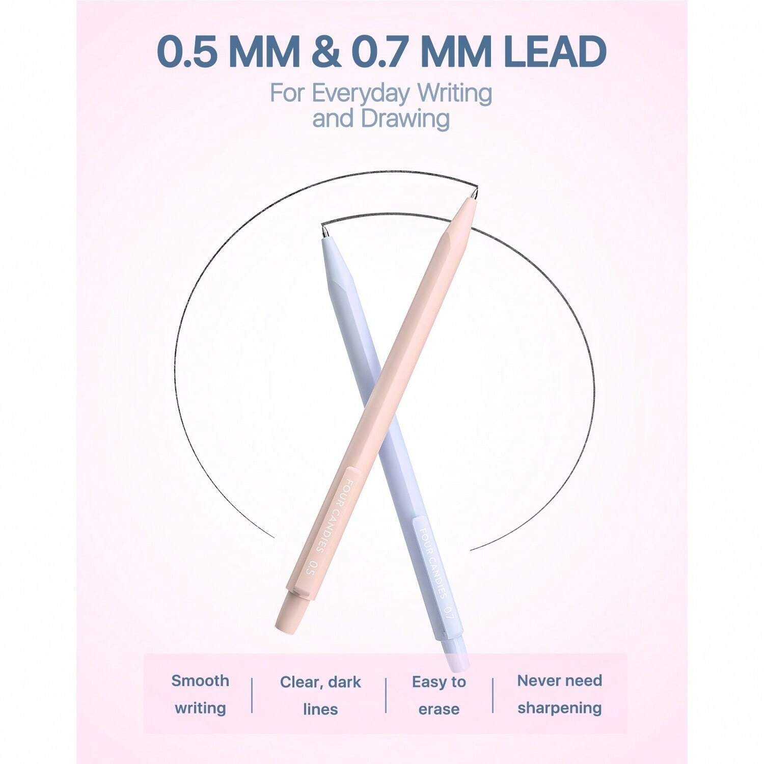 Chic Cute Pastel Mechanical Pencil Set Aesthetic School Writing Kit For Girls