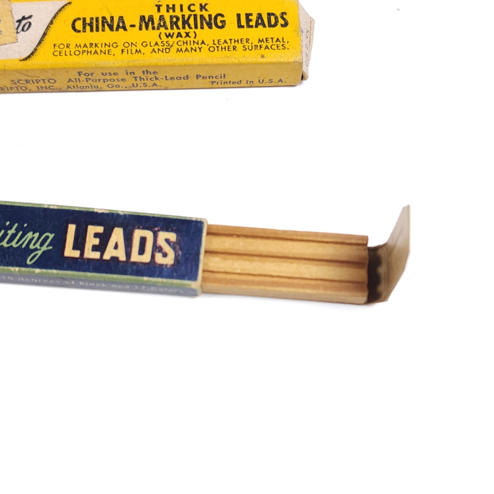 Vintage SCRIPTO China Marking Wax Leads G 920 .120 diameter and Scripto Box