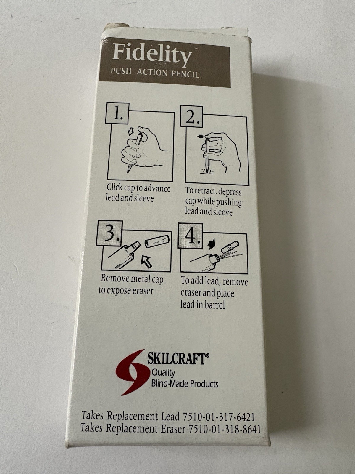 Box Unused 12 Fidelity SKILCRAFT BURGUNDY Mechanical Pencils 0.5 mm Push Action