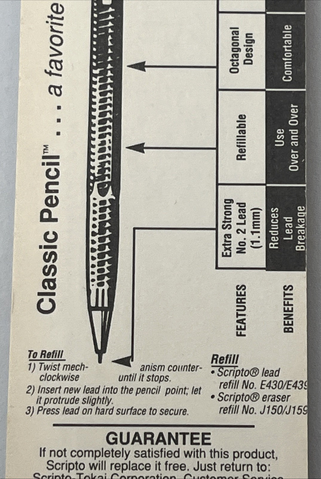 1993 Scripto Pencil Classic Combo Long Lead Pack B319 02319 New NOS Clear