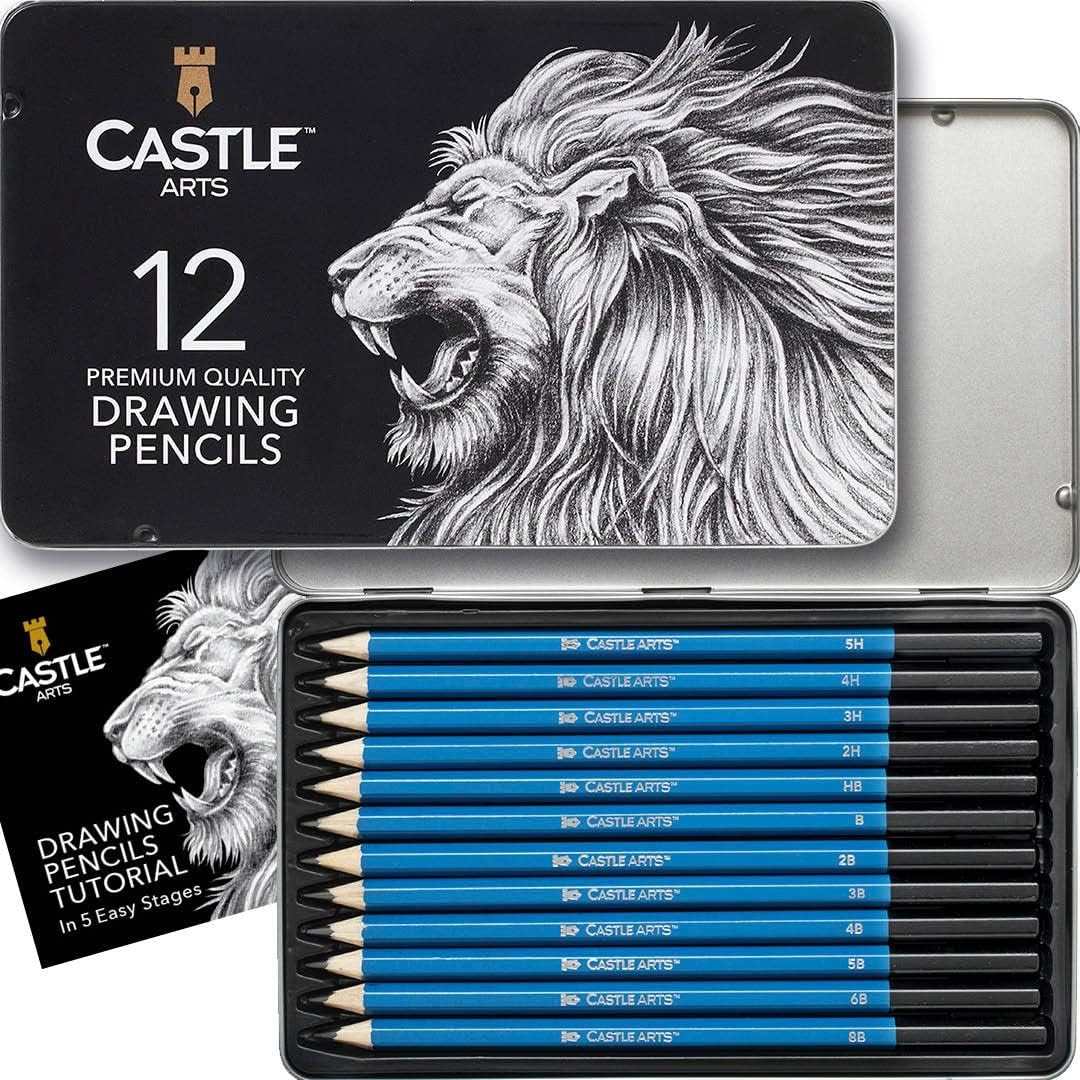 Castle Art Supplies 12 Piece Graphite Drawing 1 Count (Pack of 12), Black