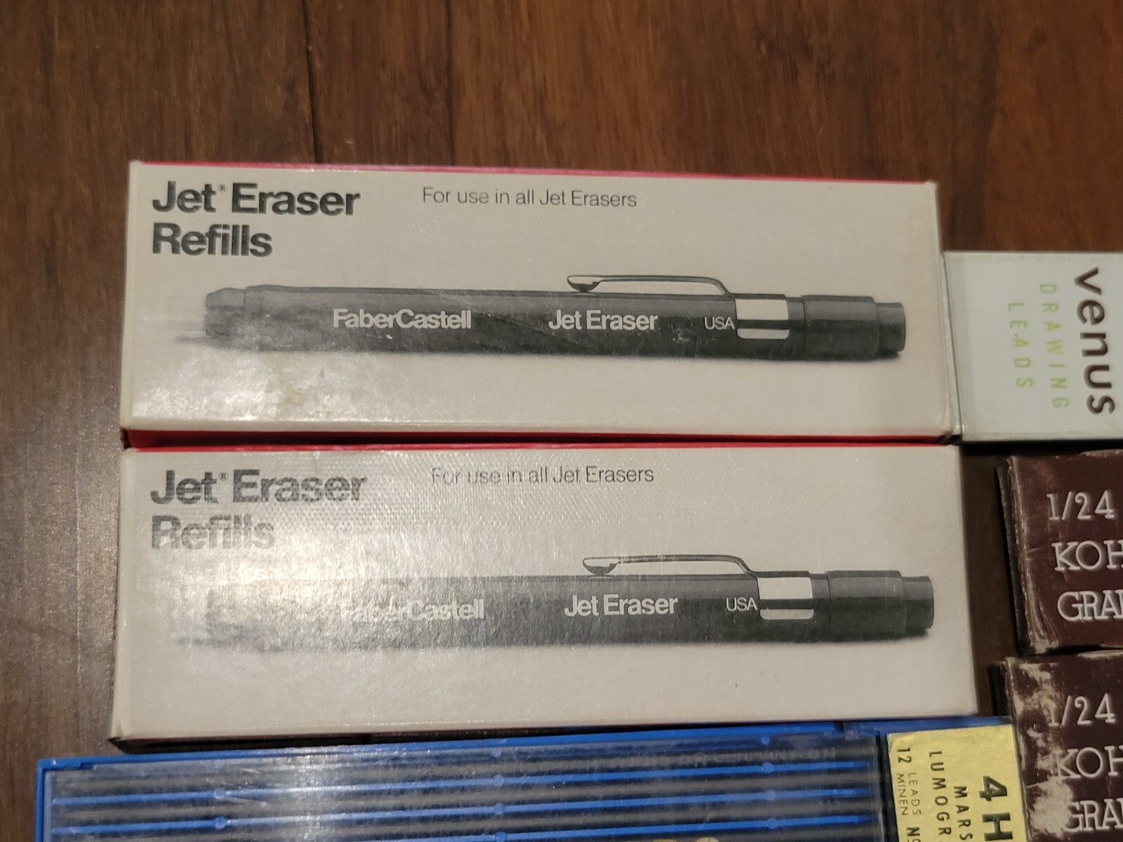 Vintage Drawing Leads Lot: Venus 2H 4H 2220 H Staedtler 3H 4H Faber Jet Erasers