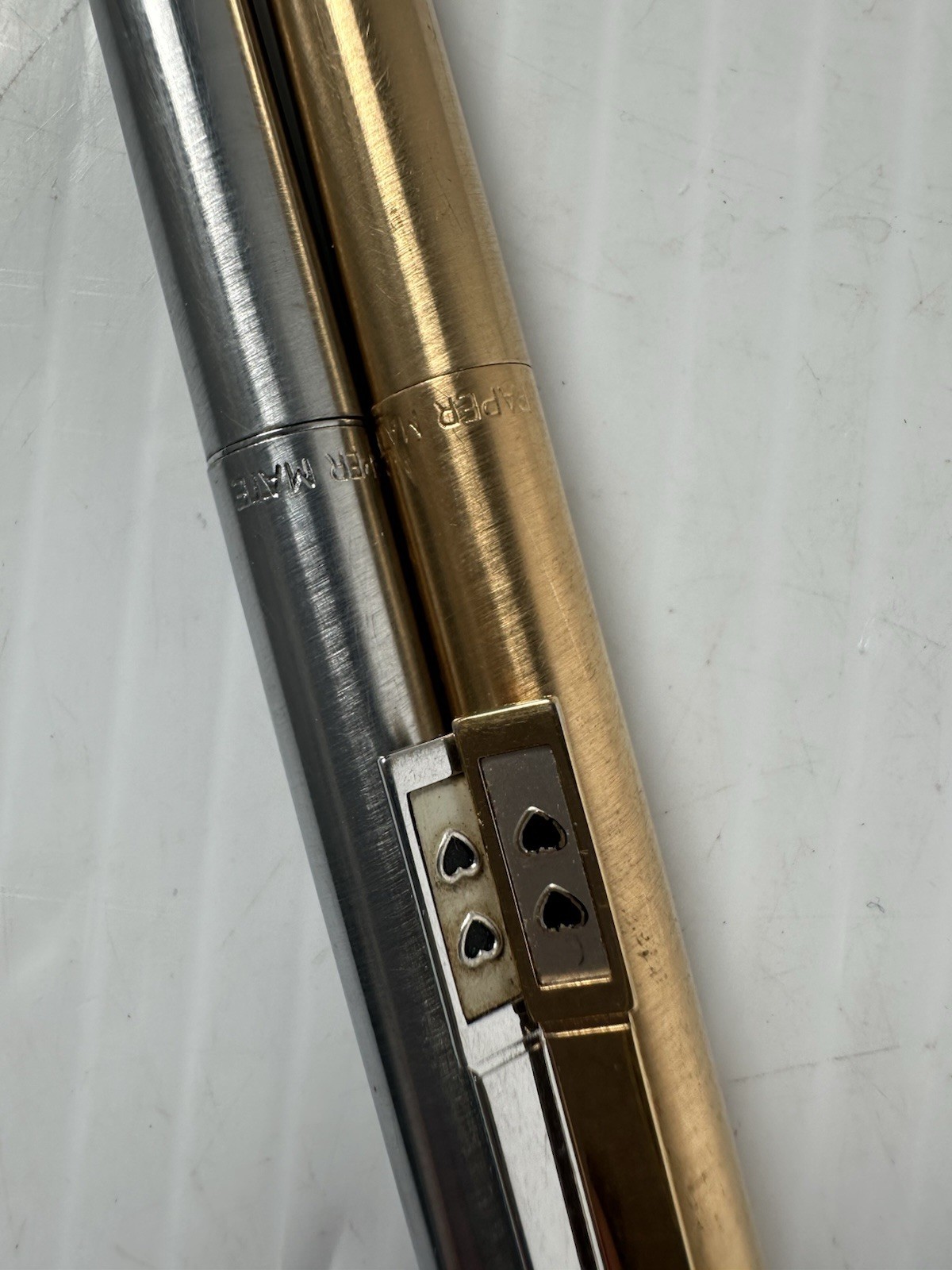 Vintage Paper-Mate Gold Silver Profile Mechanical Pencil Double Heart Set 2